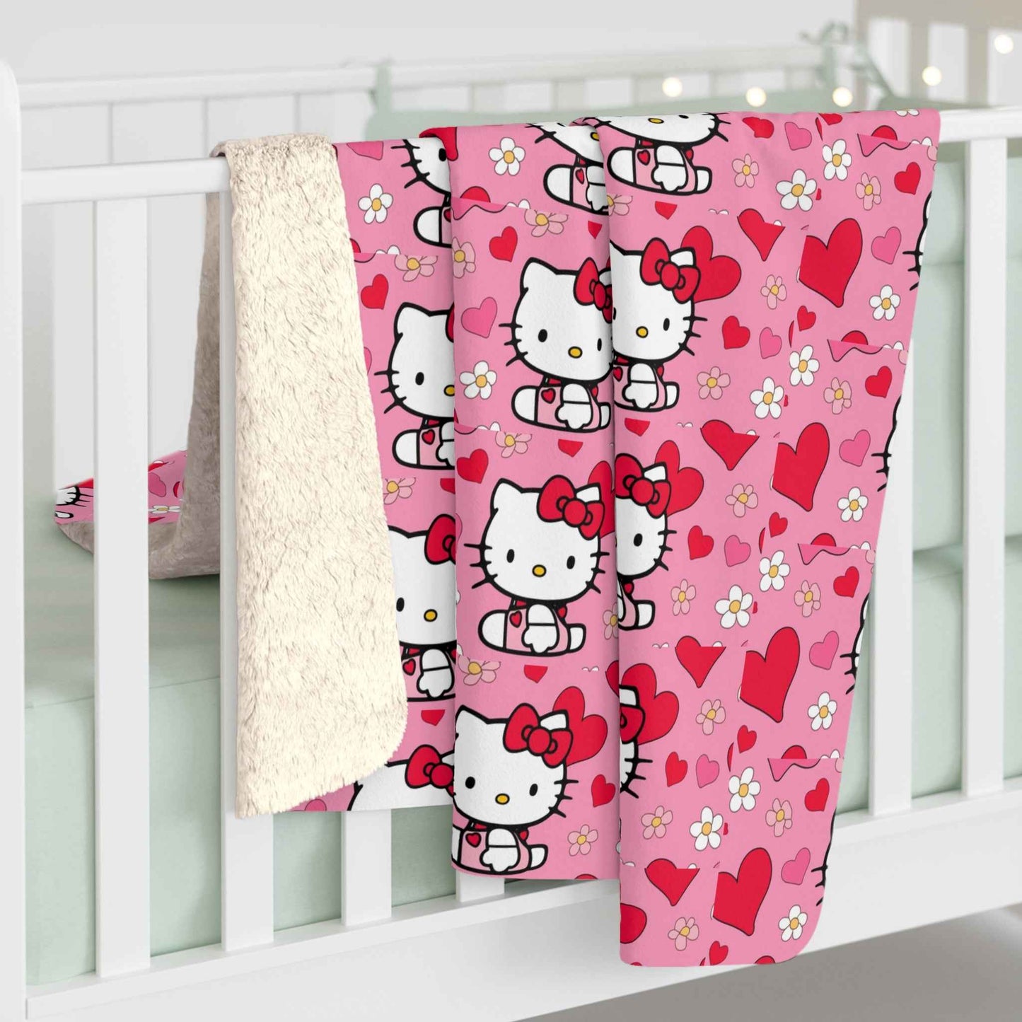 Sherpa Blanket Hello Kitty Pink Valentine's Day Theme - Hello Kittyy Blanket Store