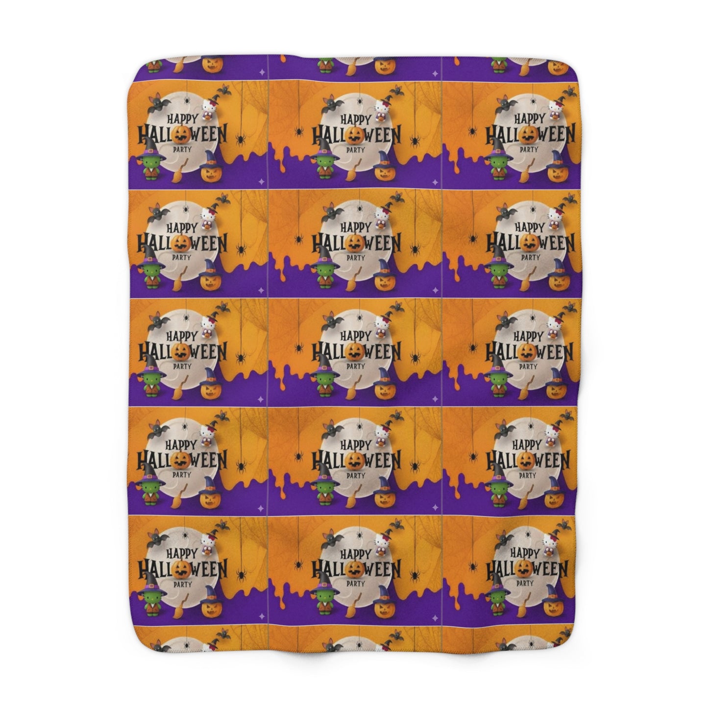 Halloween Frankenstein hello kitty Sherpa Fleece Blanket, Cozy Throw for Fall, Warm Plush Blanket, Perfect Gift for Halloween Lovers, Spooky Home Decor