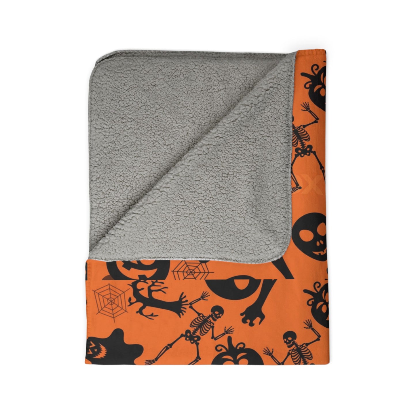 Halloween Fleece Sherpa Blanket, Cozy Fall Decor, Spooky Season Gift, Trick or Treat Blanket, Halloween Party Essential