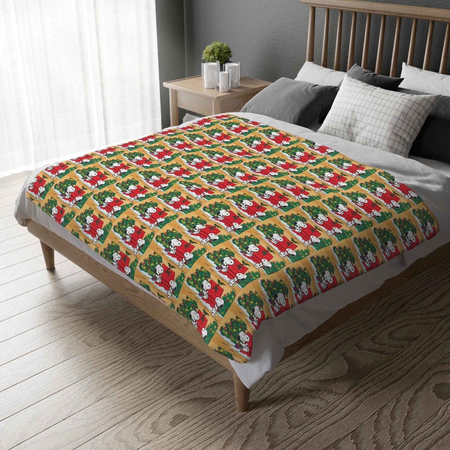 Blanket - Snoopy Christmas Theme Velveteen Microfiber (Two-Sided Print) snoopy blanket - Hello Kittyy Blanket Store