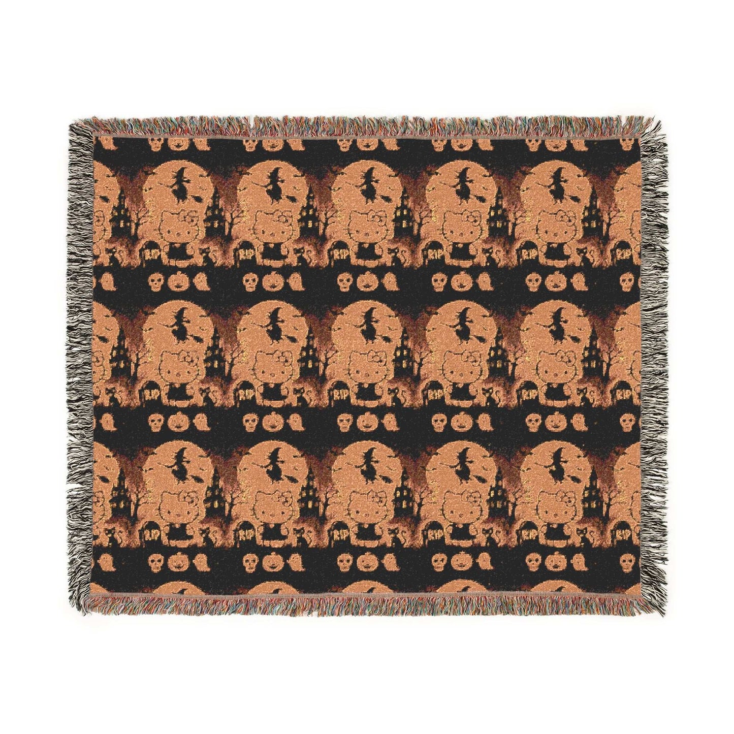 Halloween Woven Blanket - Hello Kitty Orange Blanket for Fans