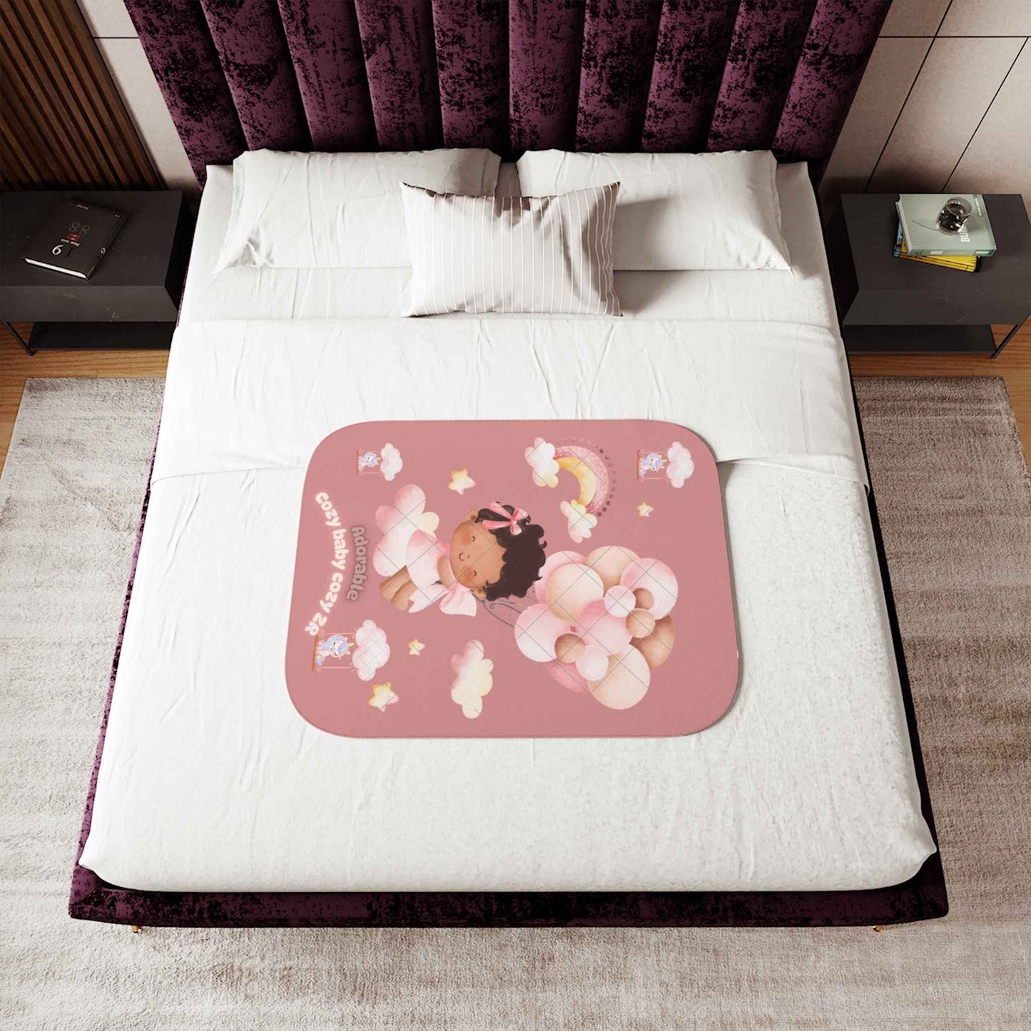 Cozy Sherpa Blanket with Cute Baby Design and unicorns - Hello Kittyy Blanket Store