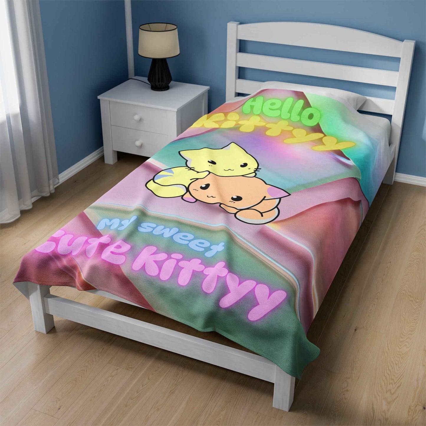 Velveteen Plush Blanket - Hello Kitty Design - Hello Kittyy Blanket Store