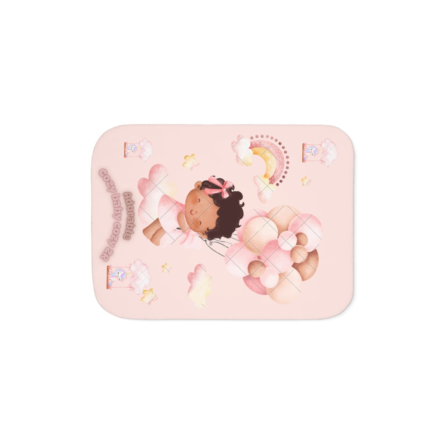 Cozy Sherpa Blanket with Cute Clouds and Rainbow Design - Hello Kittyy Blanket Store
