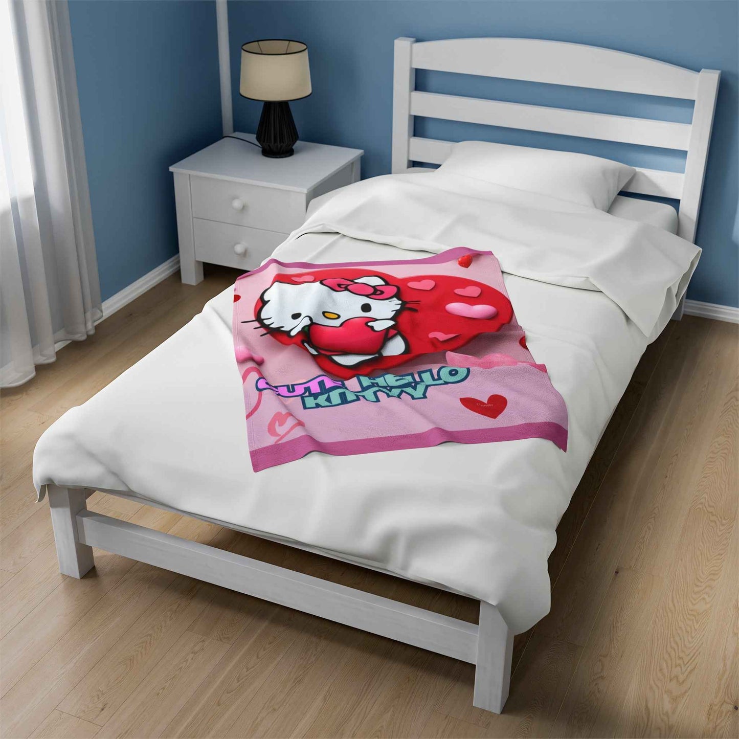 Plush Blanket - Hello Kitty Valentines Day Pink Design - Hello Kittyy Blanket Store