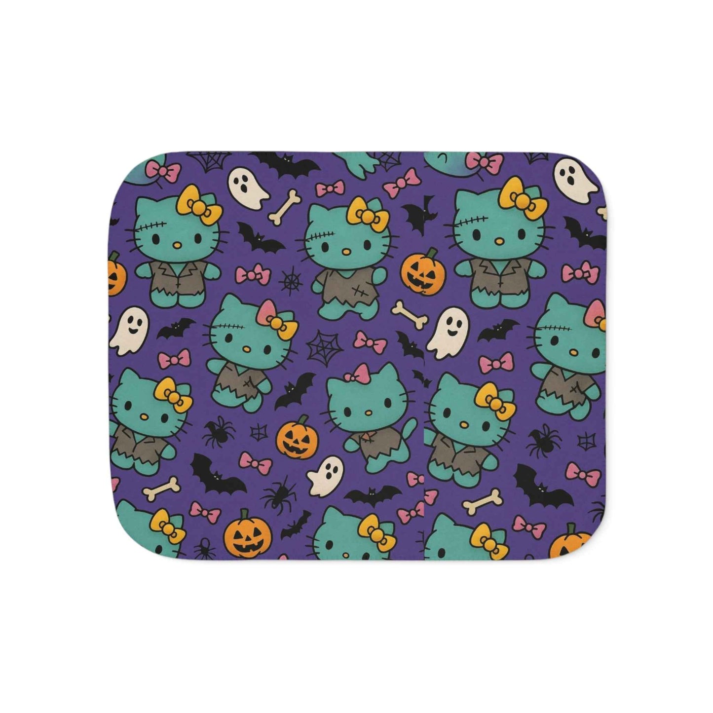 Sherpa Blanket, Frankenstein Halloween blanket purple - Hello Kittyy Blanket Store