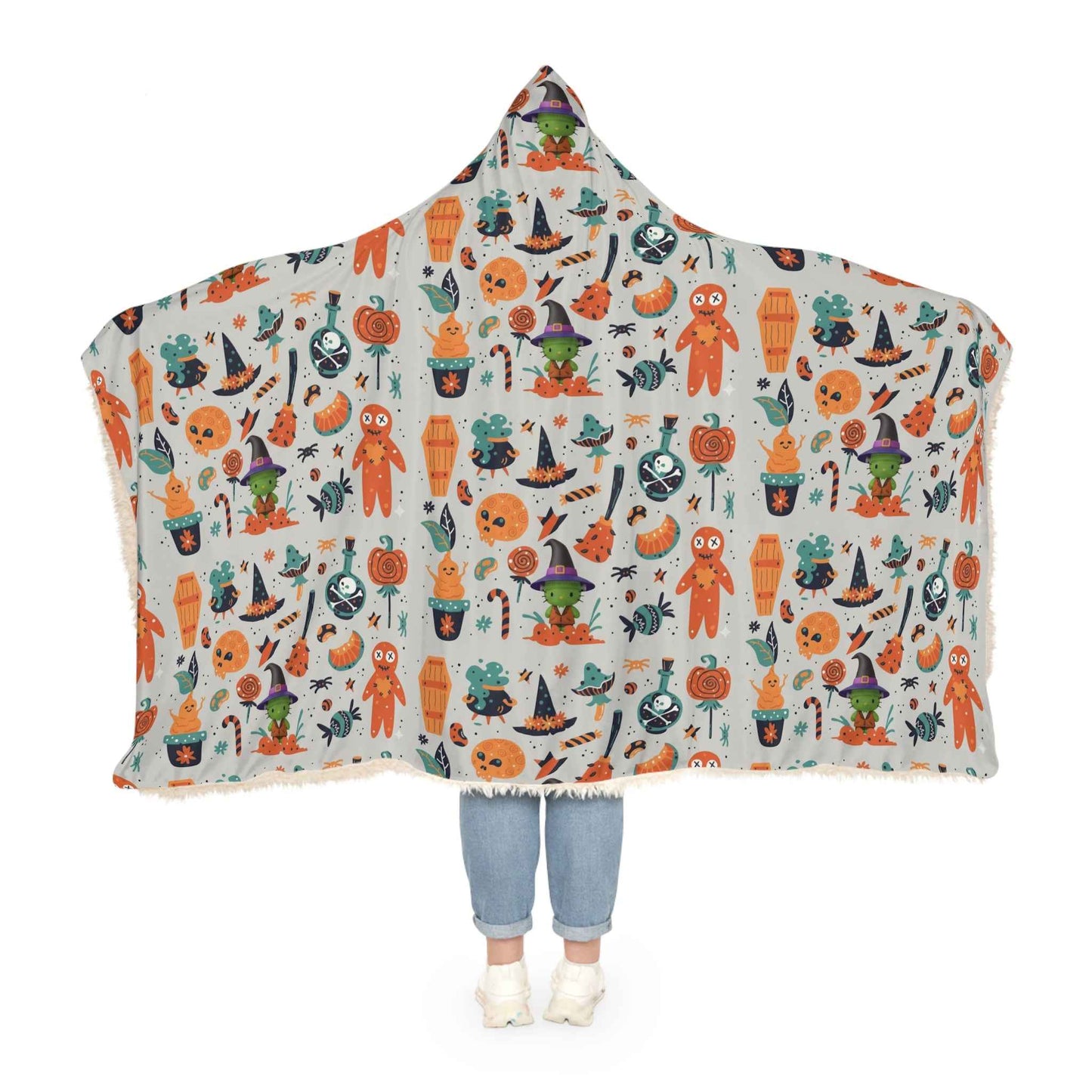 Halloween frankenstein hello kitty-Themed Snuggle Blanket | Festive Hooded Comfort