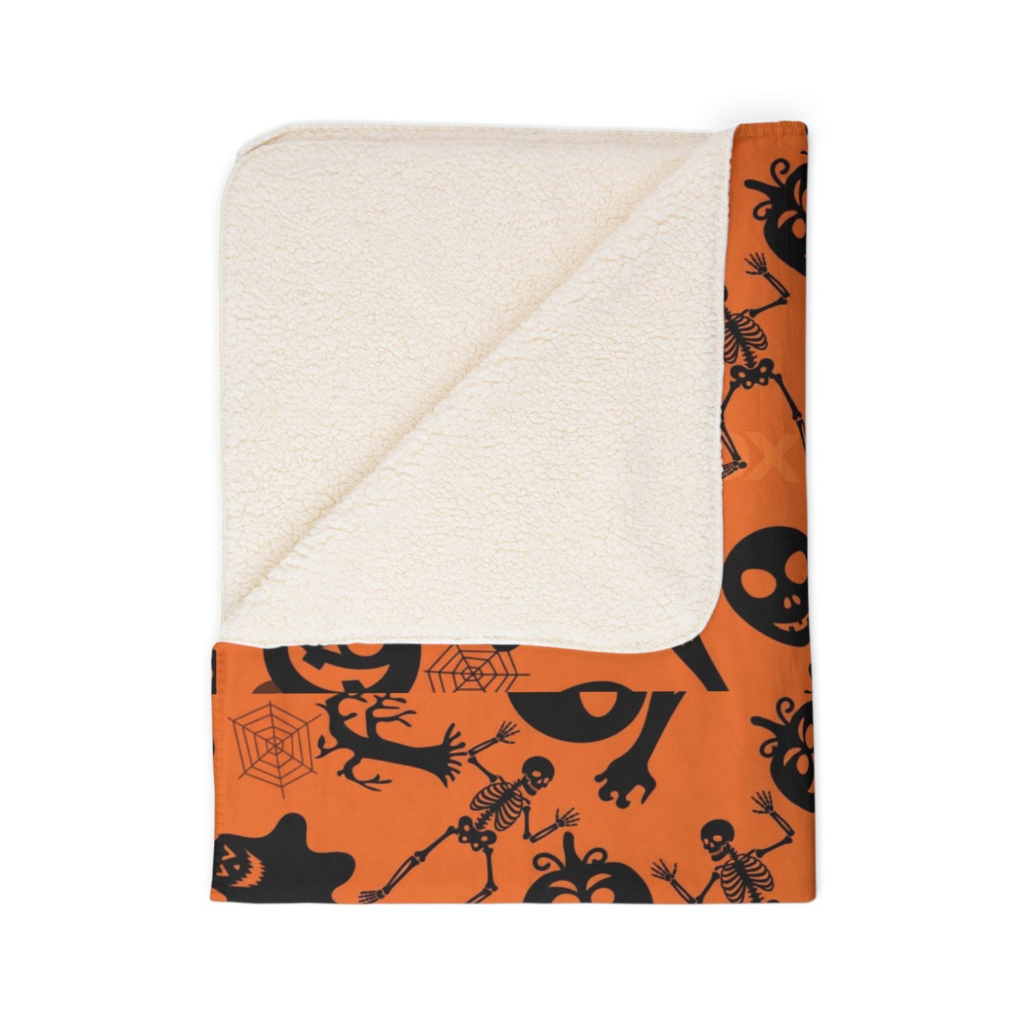 Halloween Fleece Sherpa Blanket, Cozy Fall Decor, Spooky Season Gift, Trick or Treat Blanket, Halloween Party Essential