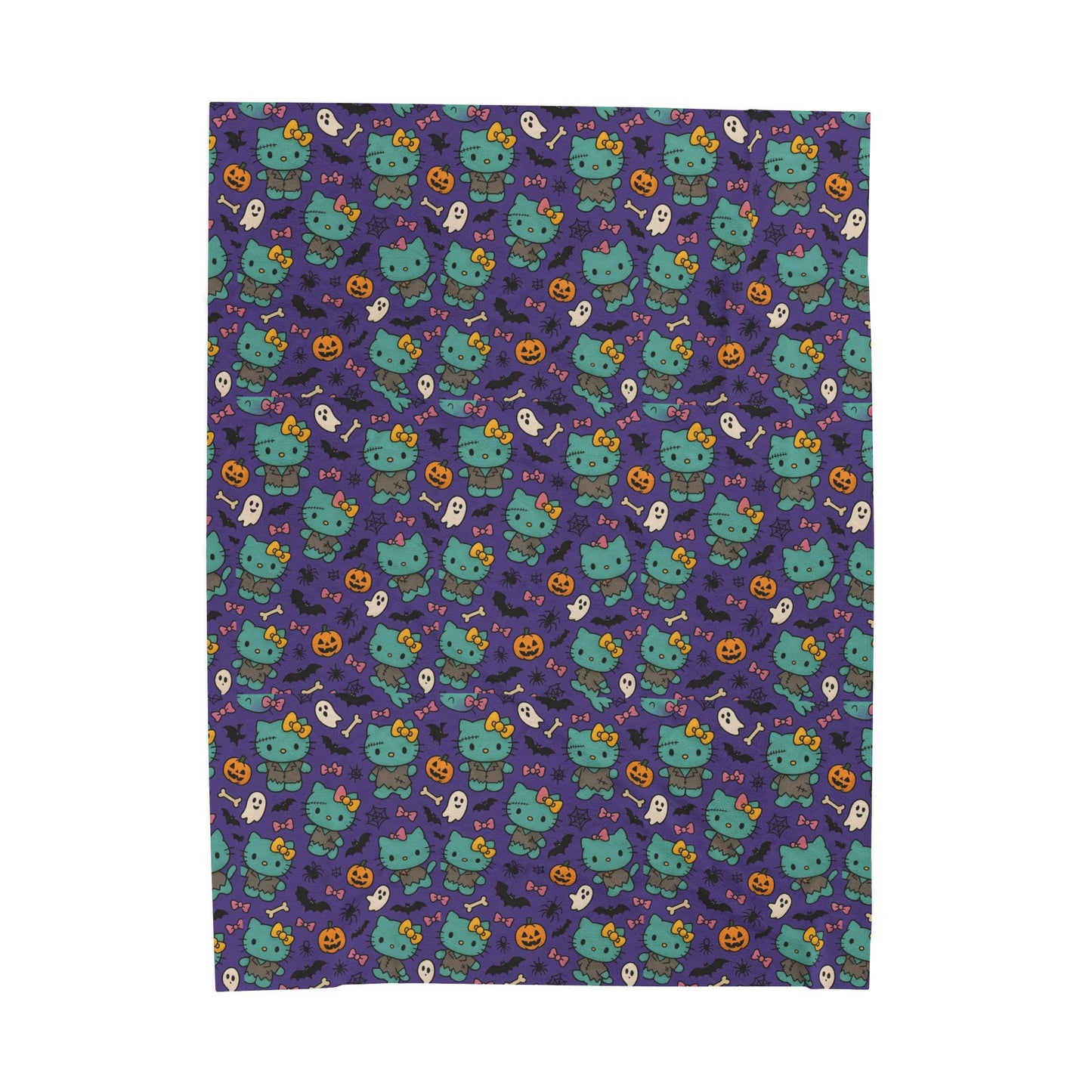 Halloween Cat Velveteen Plush Blanket purple - Hello Kittyy Blanket Store