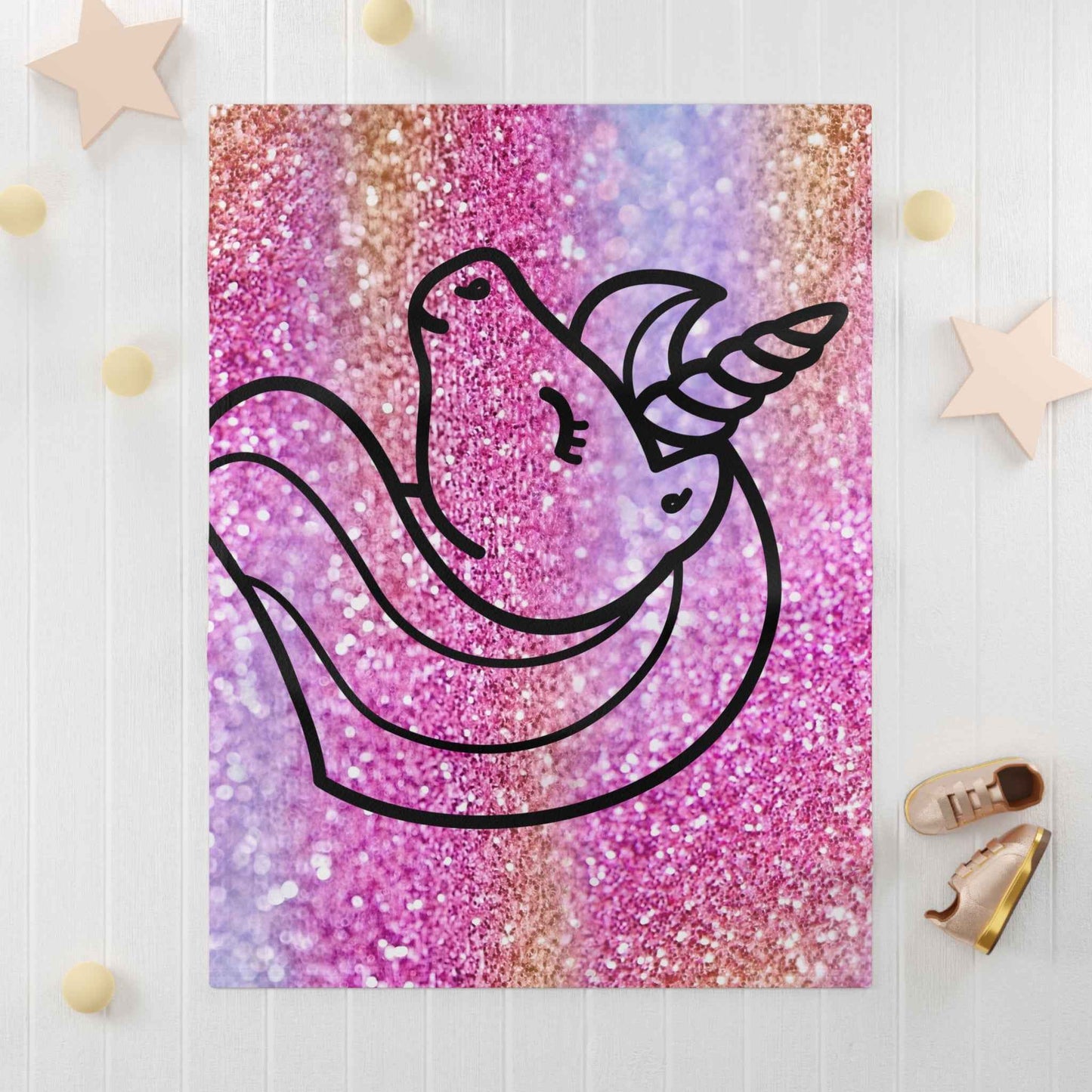 Magical Unicorn Fleece Baby Blanket pink- Soft Glitter Design for Cozy Moments - Hello Kittyy Blanket Store