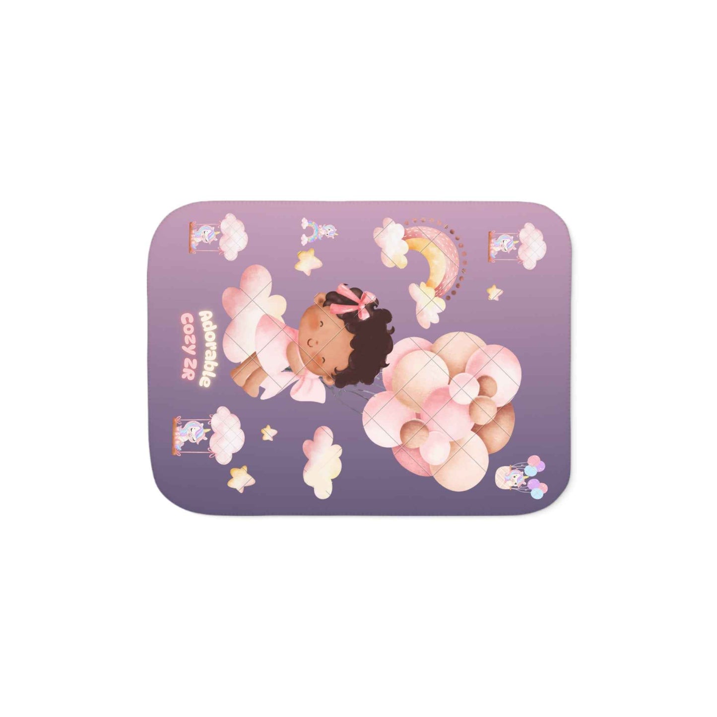 Sherpa Blanket Unicorn Gradient Violet Flying Baby Balloons - Hello Kittyy Blanket Store