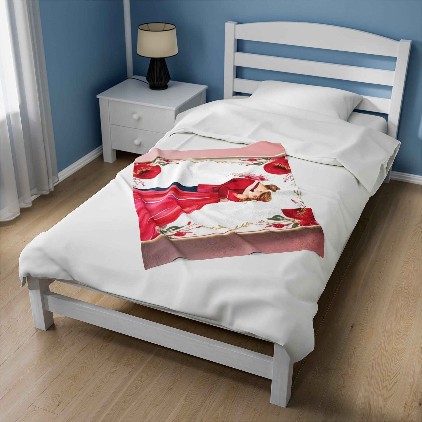 Romantic Velveteen Plush Blanket for valentines day with Floral Design - Perfect for Weddings and Celebrations - Hello Kittyy Blanket Store