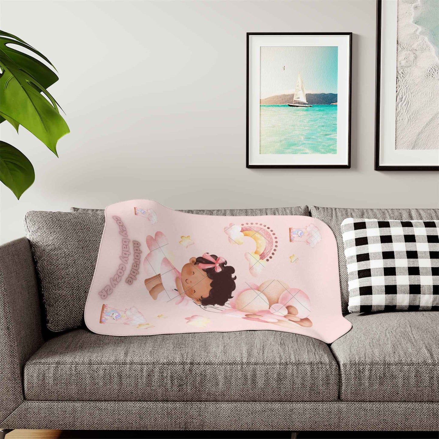 Cozy Sherpa Blanket with Cute Clouds and Rainbow Design - Hello Kittyy Blanket Store