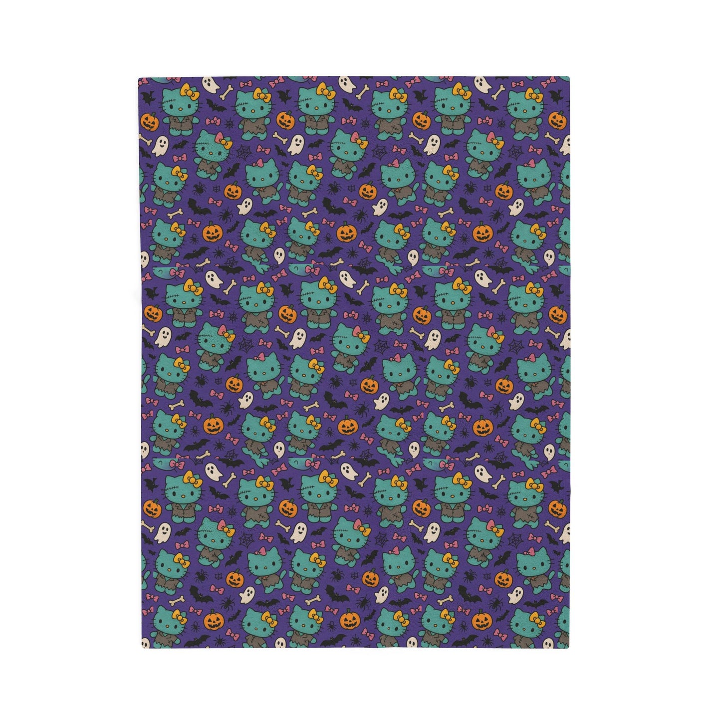 Halloween Cat Velveteen Plush Blanket purple - Hello Kittyy Blanket Store