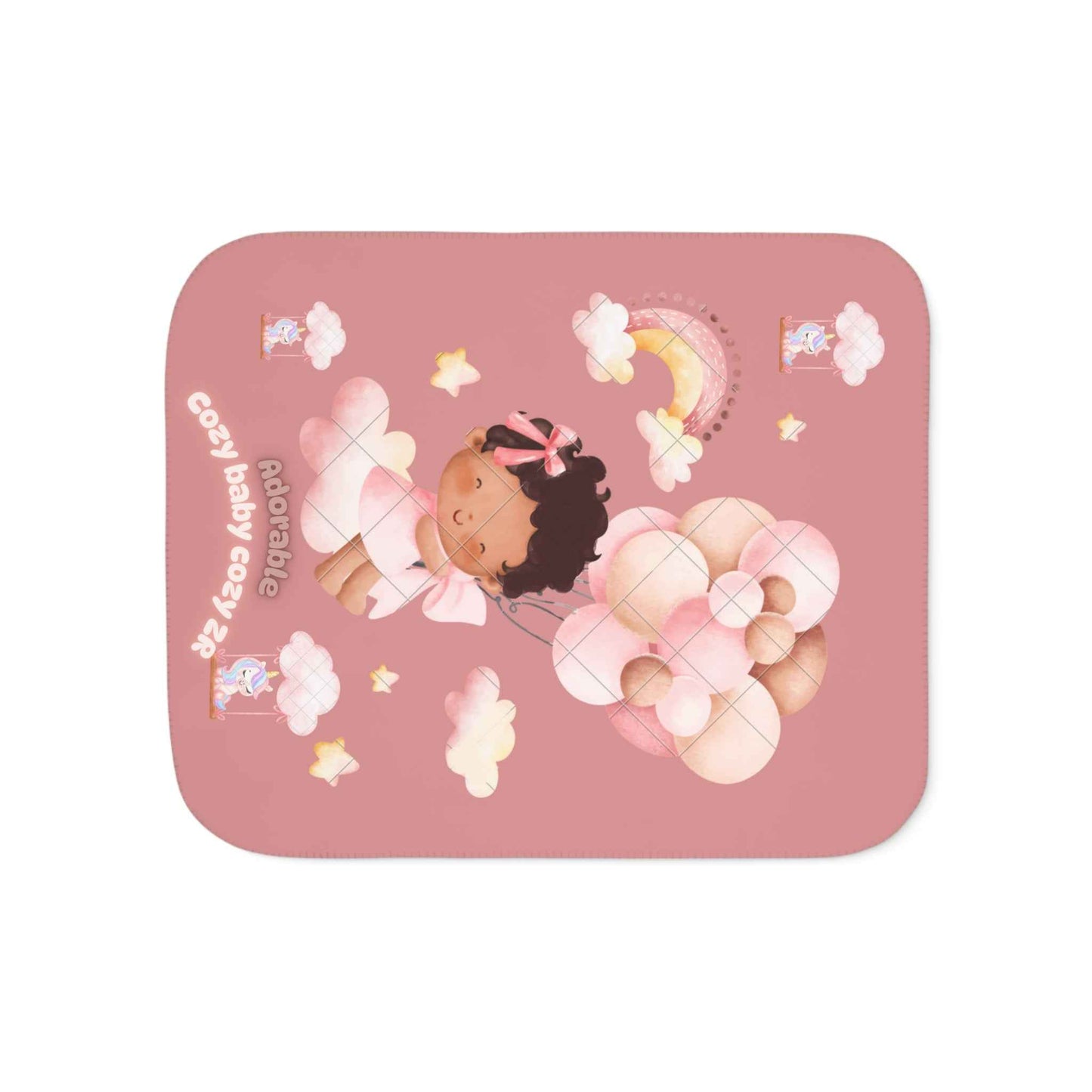 Cozy Sherpa Blanket with Cute Baby Design and unicorns - Hello Kittyy Blanket Store