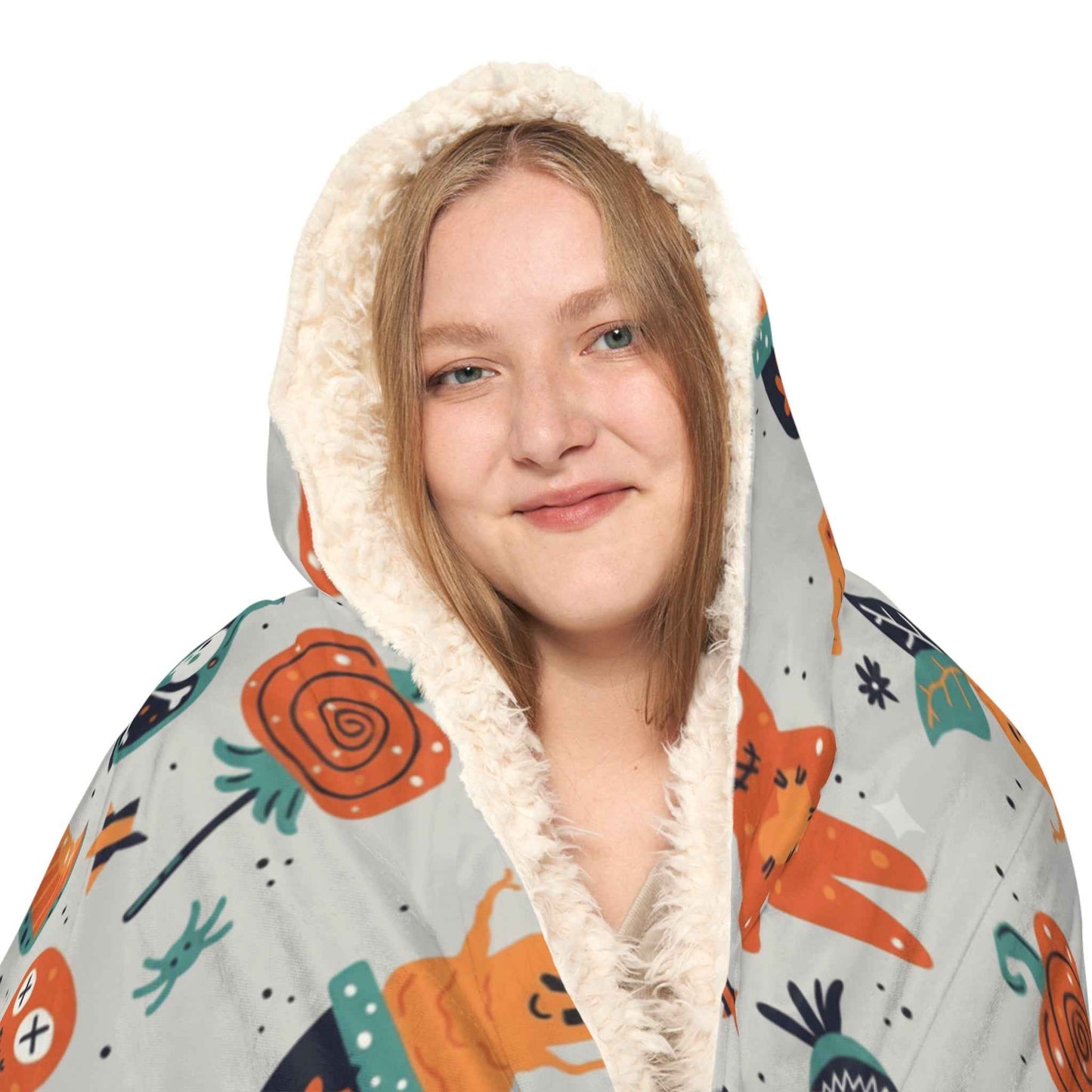 Halloween frankenstein hello kitty-Themed Snuggle Blanket | Festive Hooded Comfort