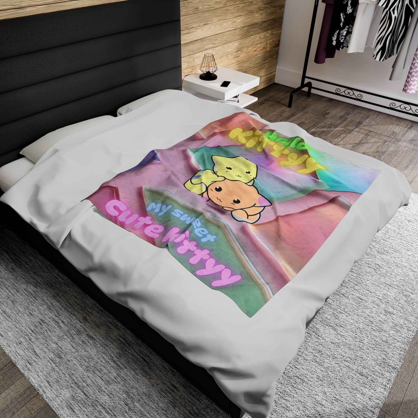 Velveteen Plush Blanket - Hello Kitty Design - Hello Kittyy Blanket Store