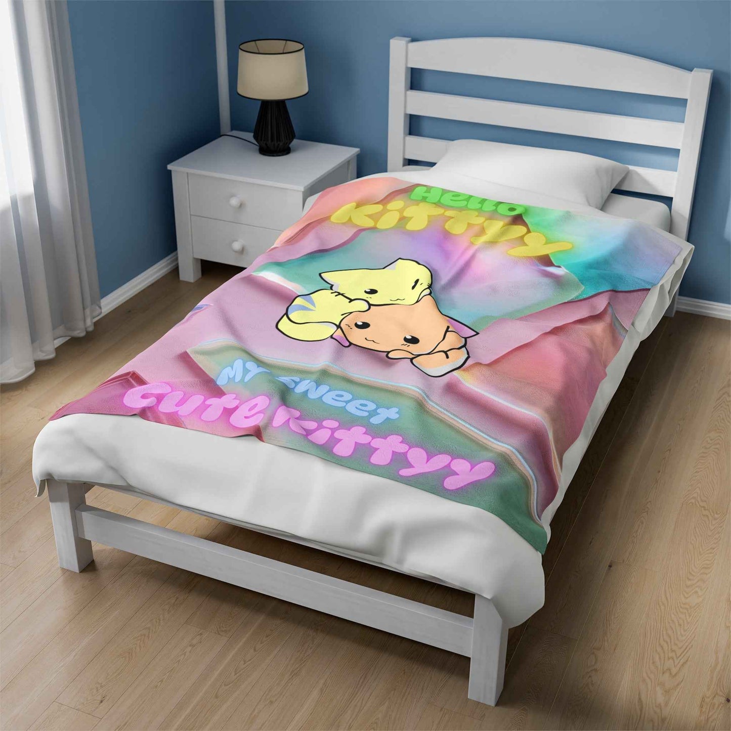 Velveteen Plush Blanket - Hello Kitty Design - Hello Kittyy Blanket Store