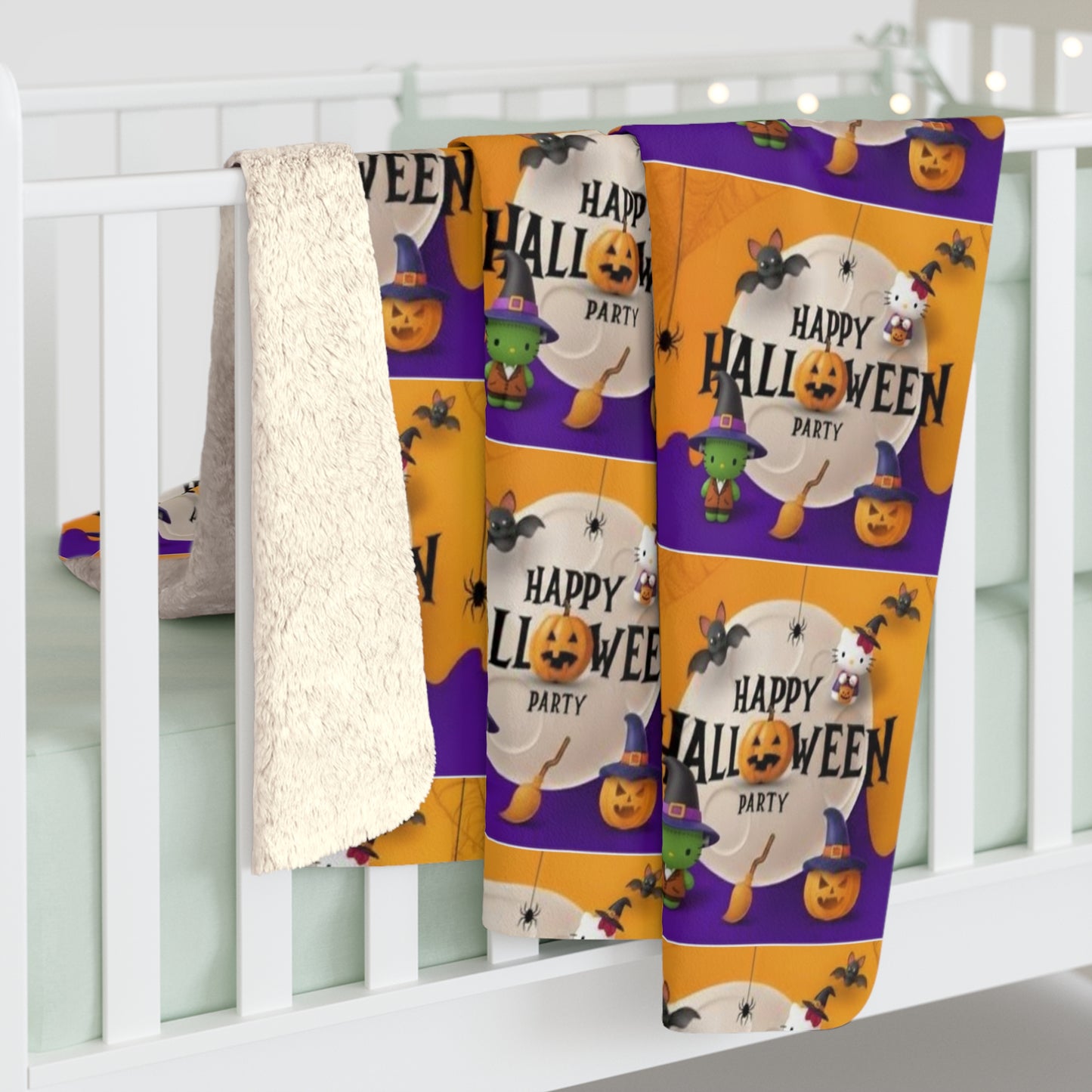 Halloween Frankenstein hello kitty Sherpa Fleece Blanket, Cozy Throw for Fall, Warm Plush Blanket, Perfect Gift for Halloween Lovers, Spooky Home Decor