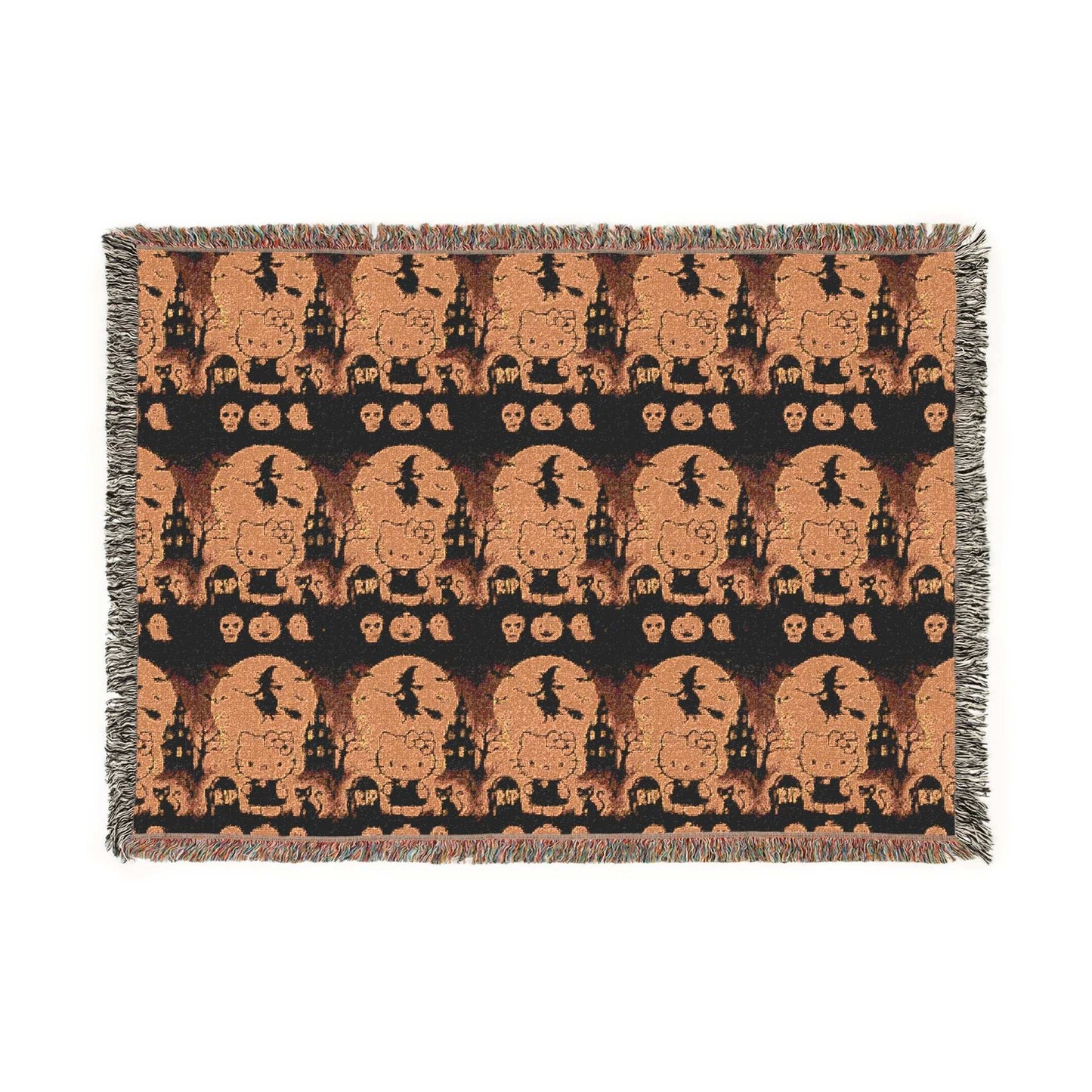 Halloween Woven Blanket - Hello Kitty Orange Blanket for Fans