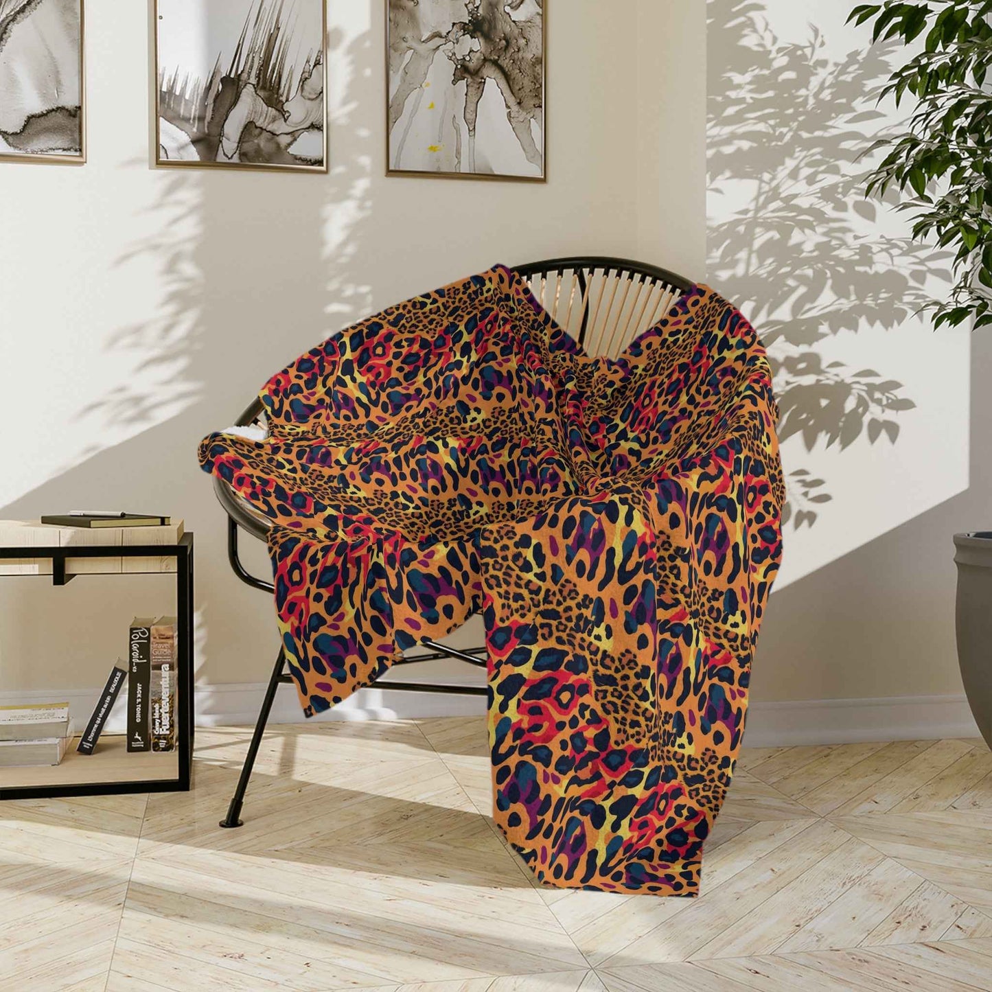 Vibrant Leopard Print Velveteen Microfiber Blanket - Soft & Cozy Decor for Home - Hello Kittyy Blanket Store