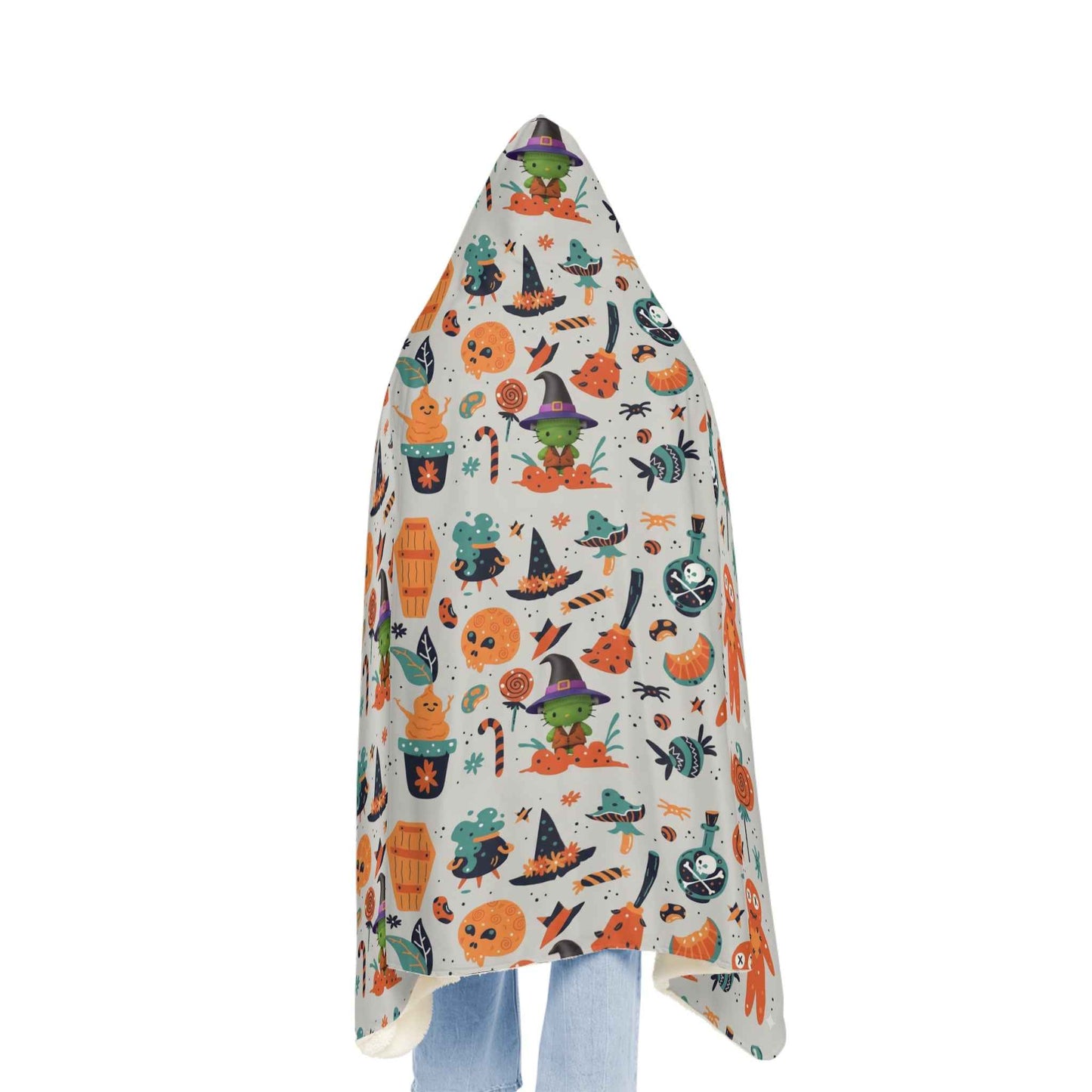 Halloween frankenstein hello kitty-Themed Snuggle Blanket | Festive Hooded Comfort