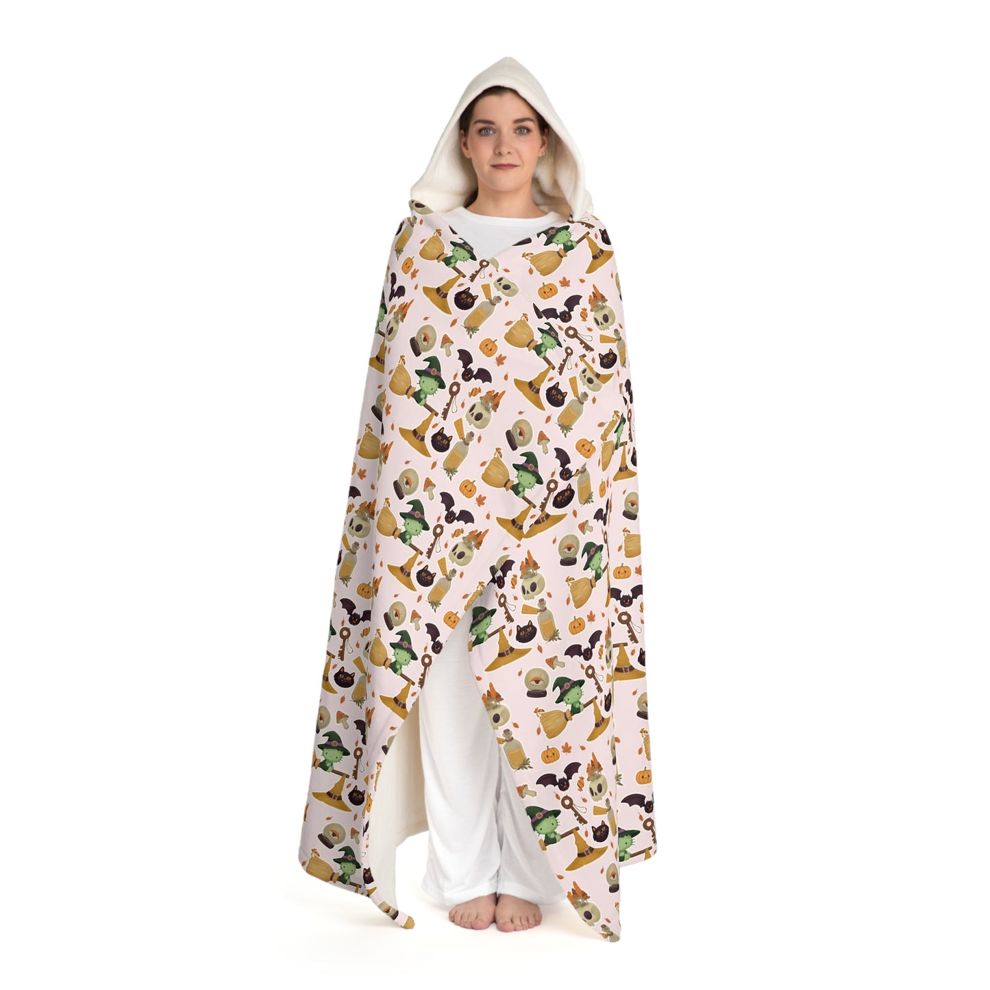 Cozy Hooded Sherpa Fleece Blanket | Cute Animal Print, Warm Throw for Home, Snuggle Wear, Gift Idea, Cozy Nights
