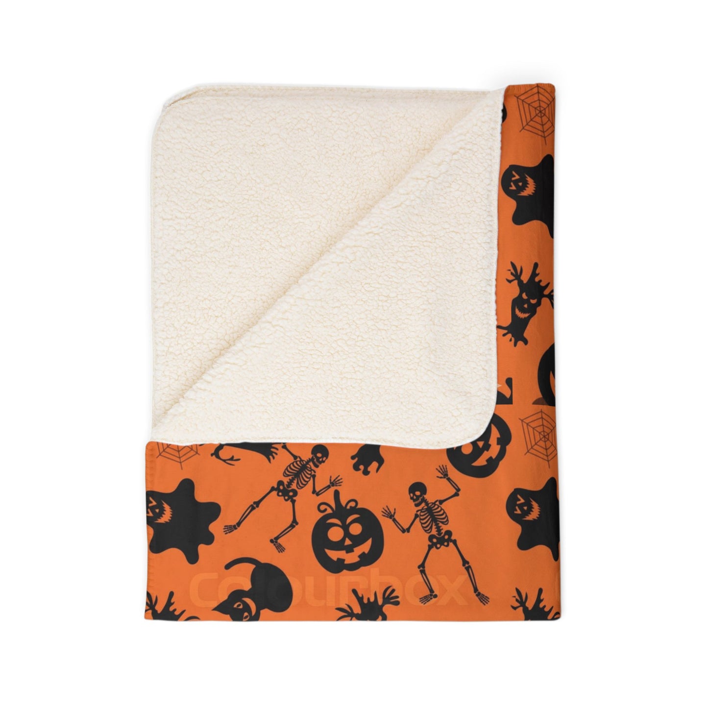 Halloween Fleece Sherpa Blanket, Cozy Fall Decor, Spooky Season Gift, Trick or Treat Blanket, Halloween Party Essential