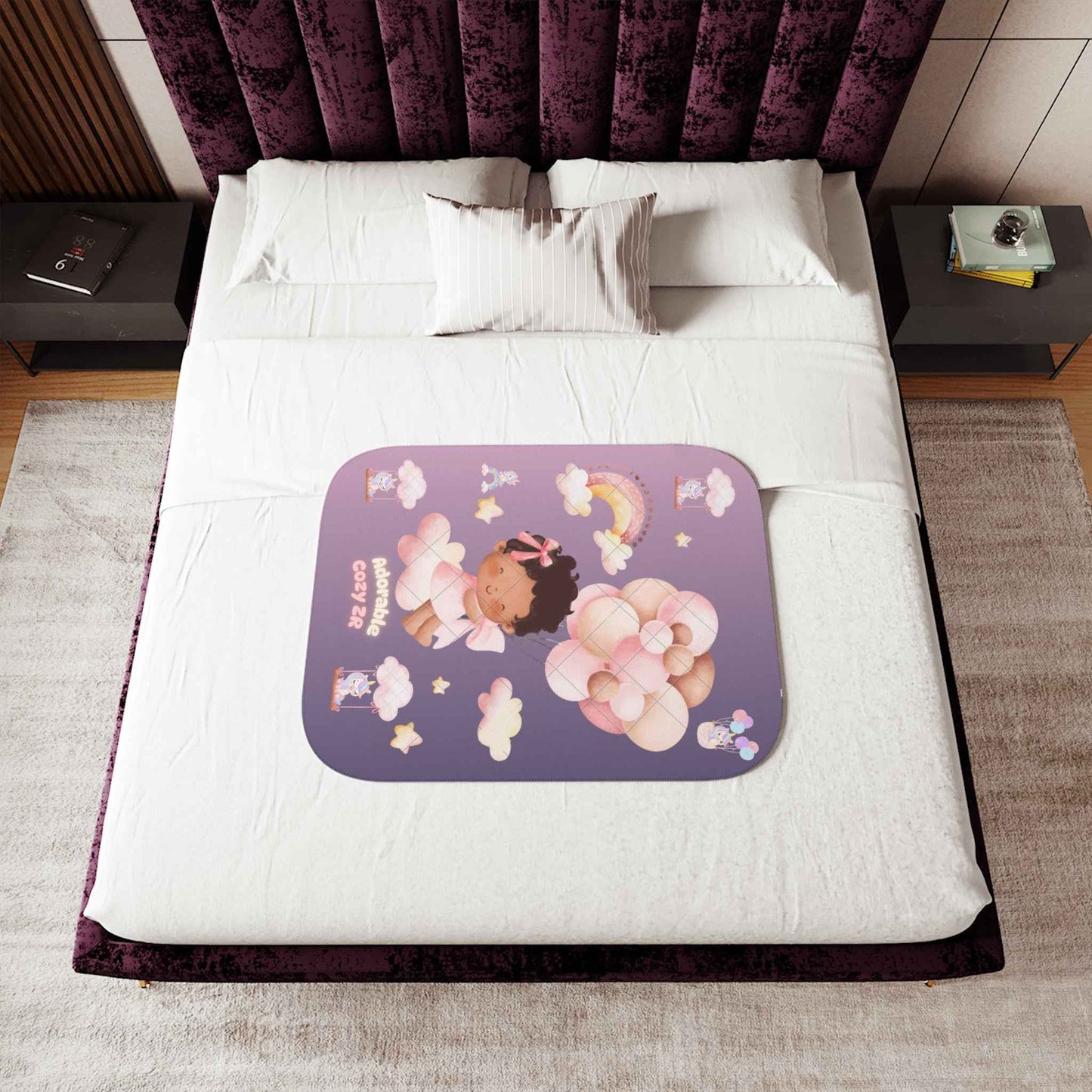 Sherpa Blanket Unicorn Gradient Violet Flying Baby Balloons - Hello Kittyy Blanket Store