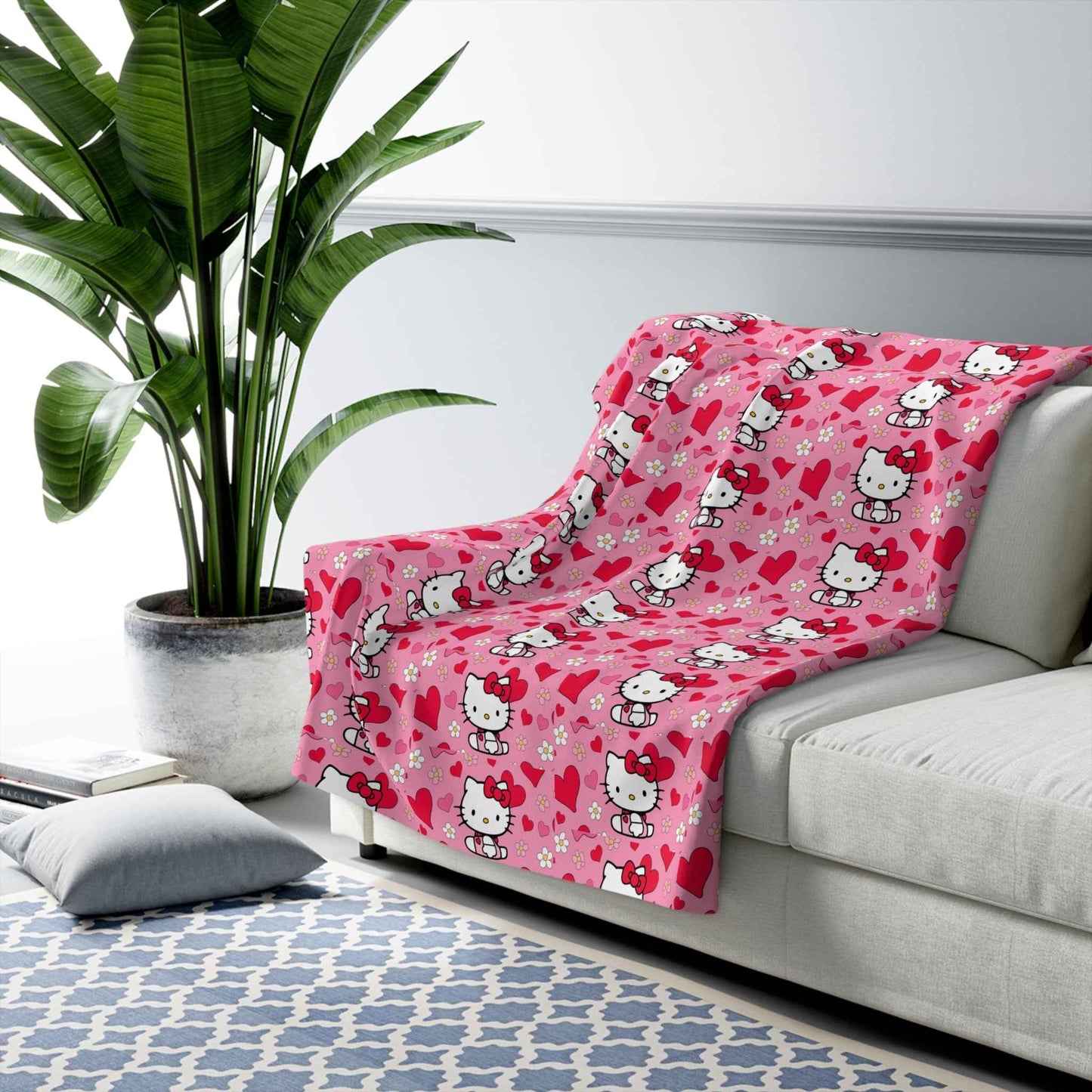 Sherpa Blanket Hello Kitty Pink Valentine's Day Theme - Hello Kittyy Blanket Store