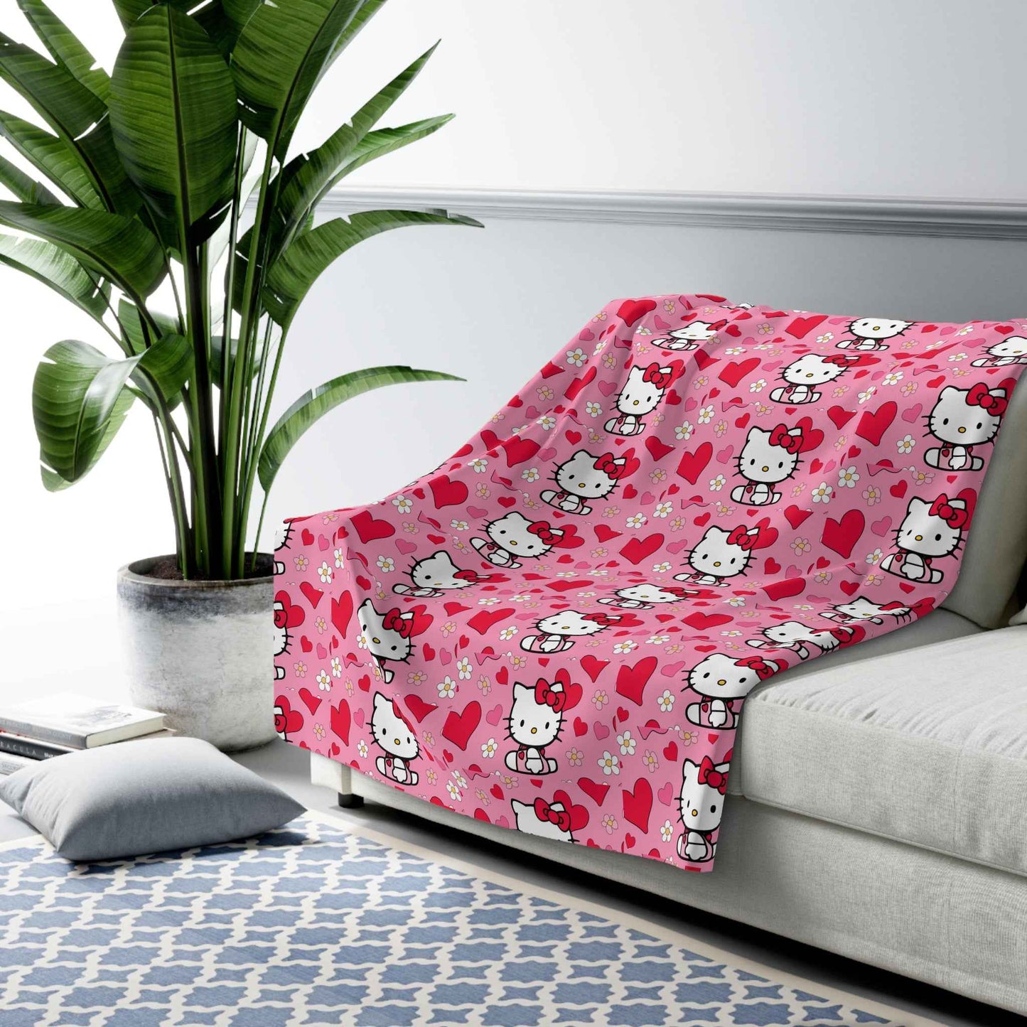 Sherpa Blanket Hello Kitty Pink Valentine's Day Theme - Hello Kittyy Blanket Store