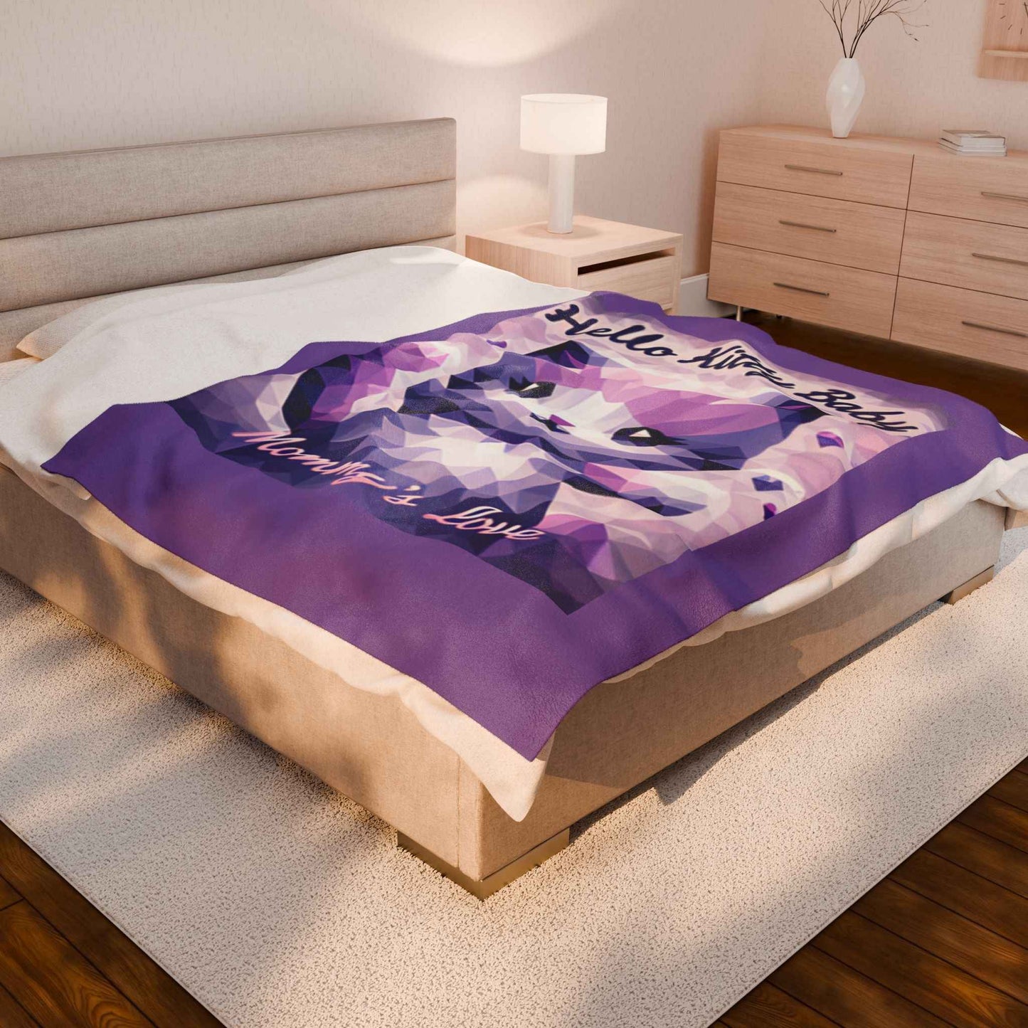 Plush Blanket - Hell9 Kitty Purple Velveteen - Hello Kittyy Blanket Store