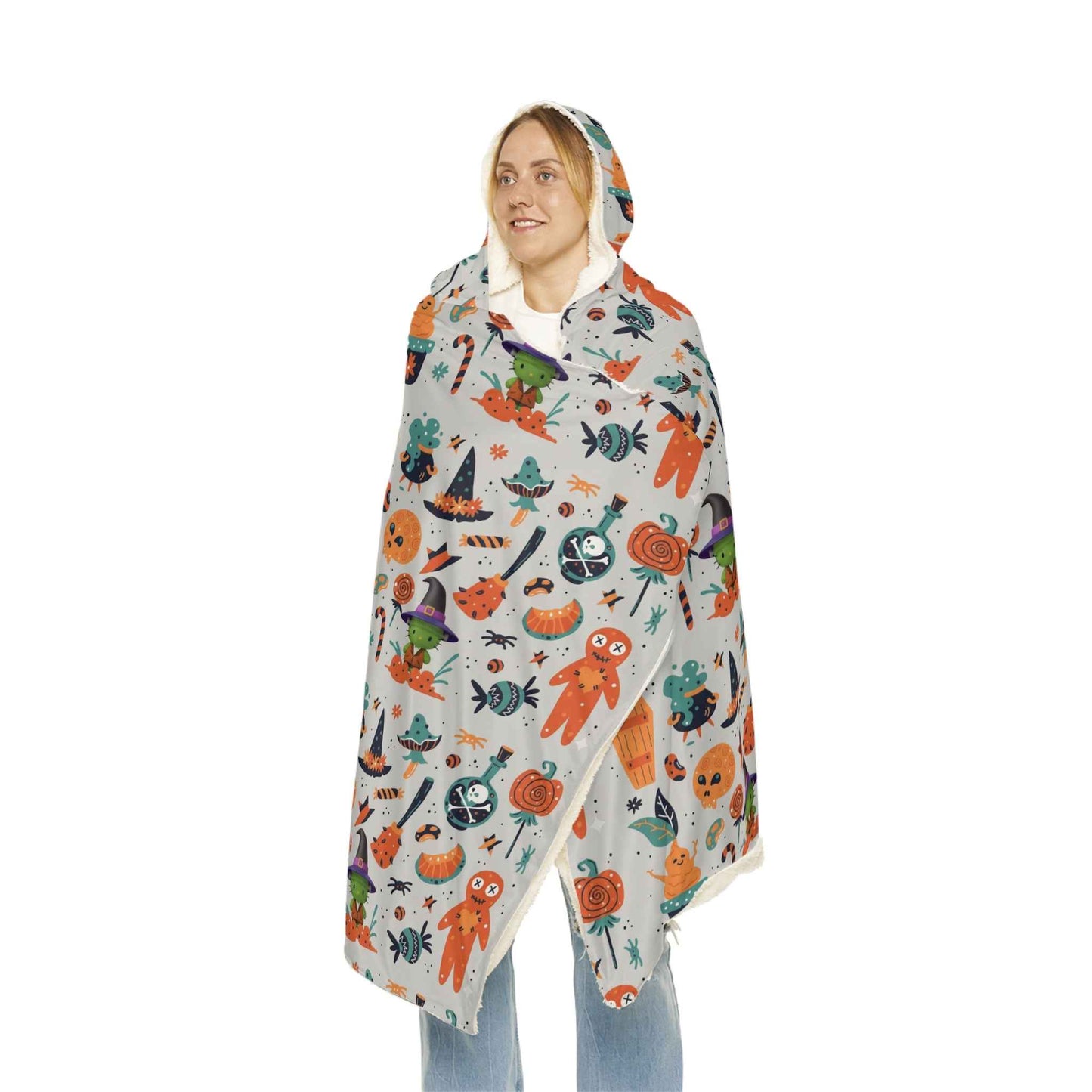 Halloween frankenstein hello kitty-Themed Snuggle Blanket | Festive Hooded Comfort