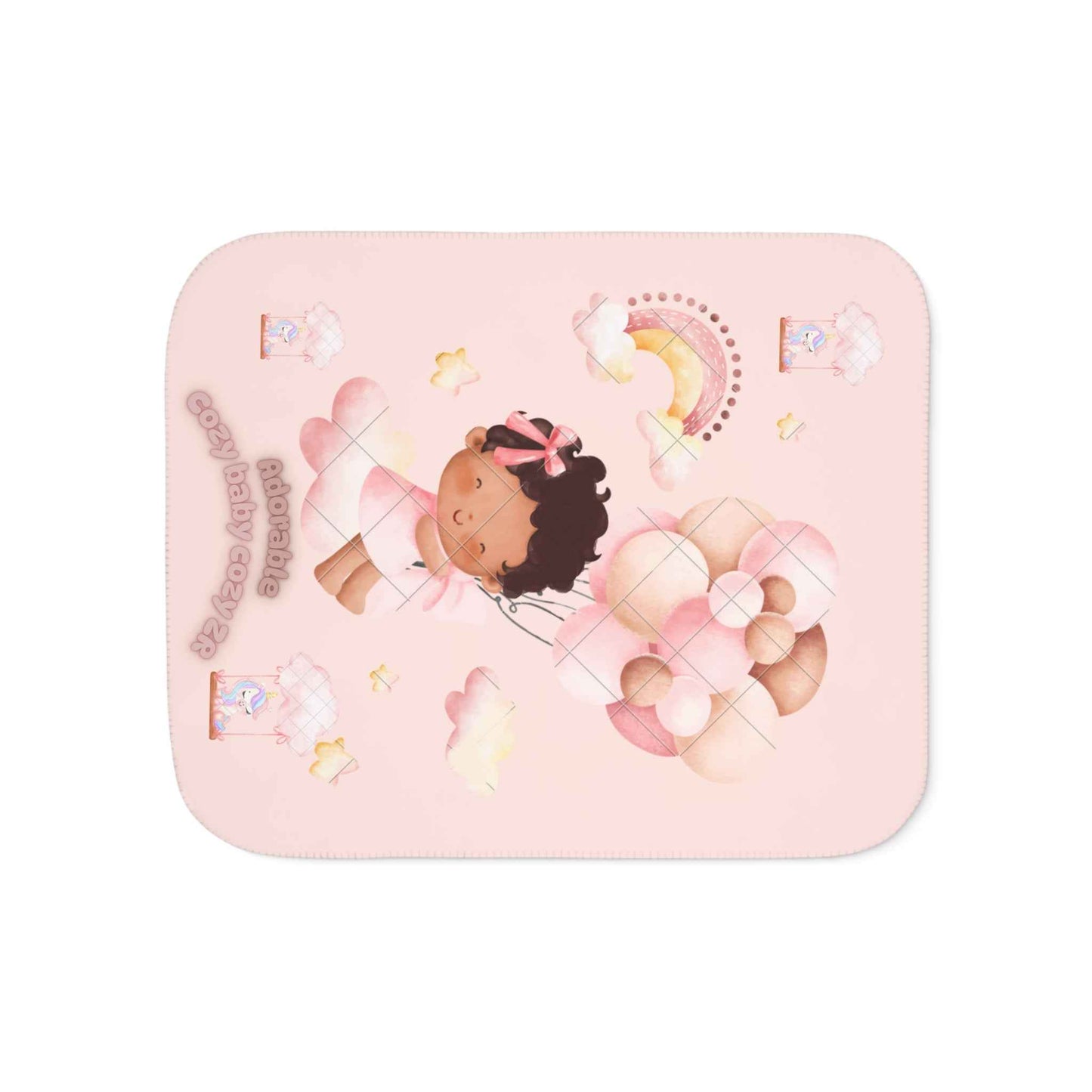 Cozy Sherpa Blanket with Cute Clouds and Rainbow Design - Hello Kittyy Blanket Store