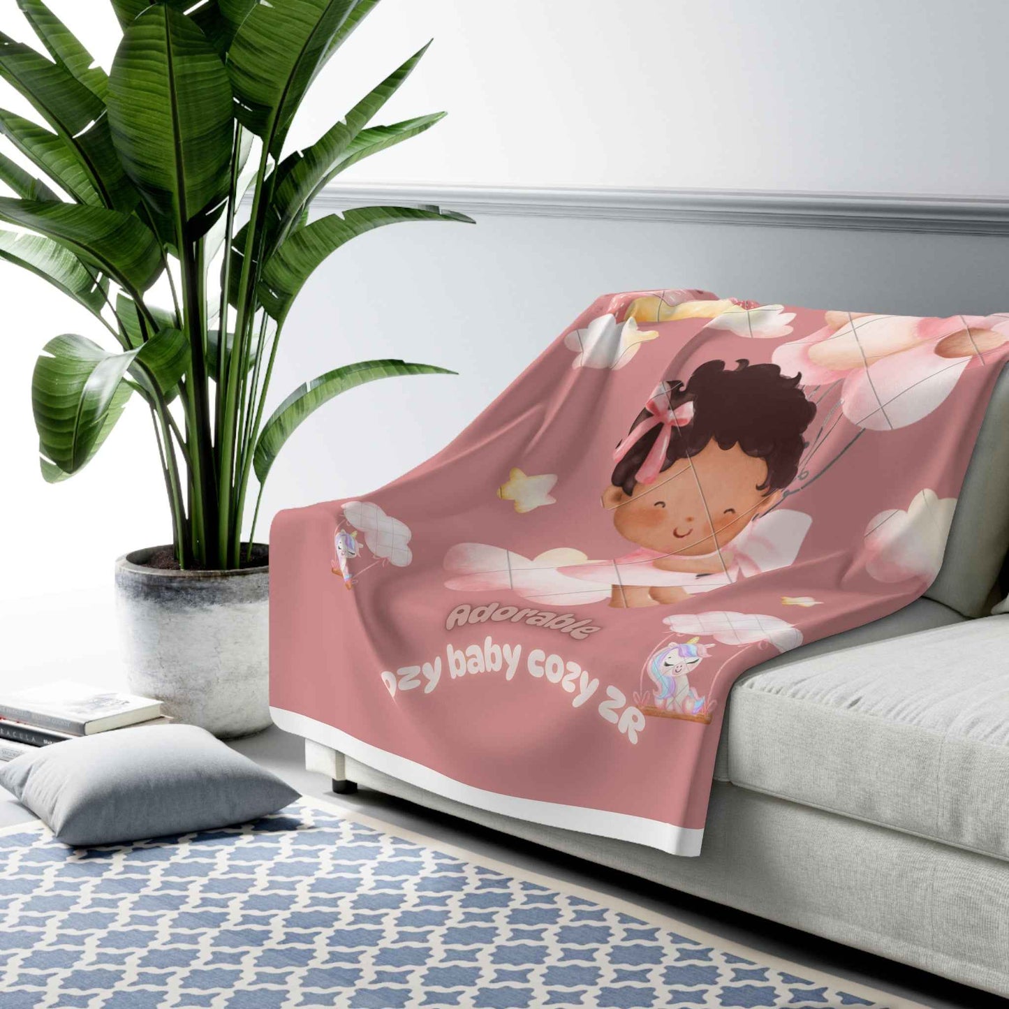 Sherpa Fleece Blanket - Adorable Baby Unicorn Pink Design - Hello Kittyy Blanket Store