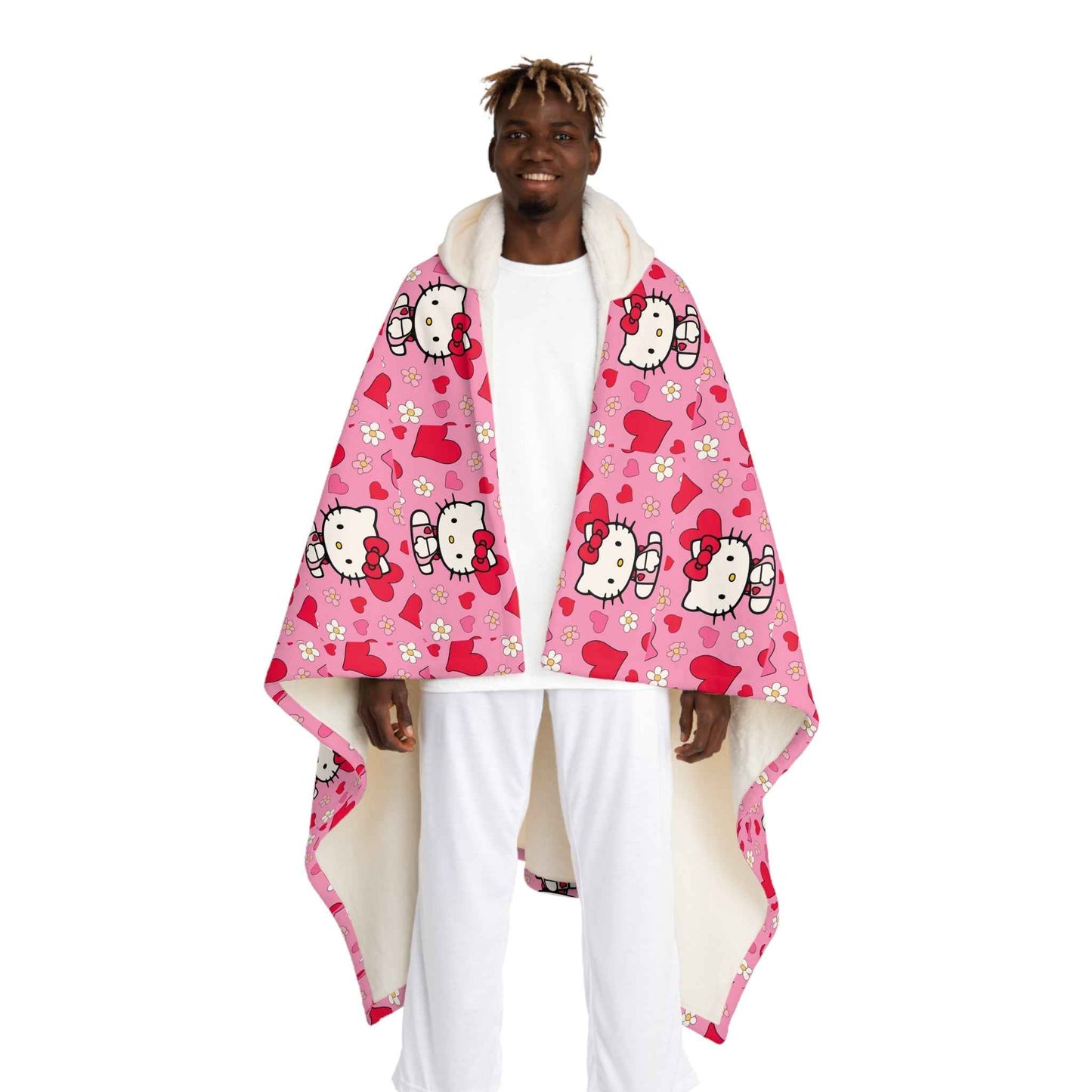 Hooded Sherpa Fleece Blanket - Hello Kitty Valentines Day Theme - Hello Kittyy Blanket Store