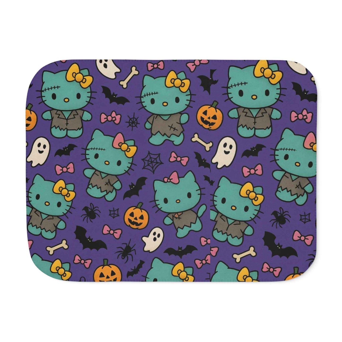 Sherpa Blanket, Frankenstein Halloween blanket purple - Hello Kittyy Blanket Store