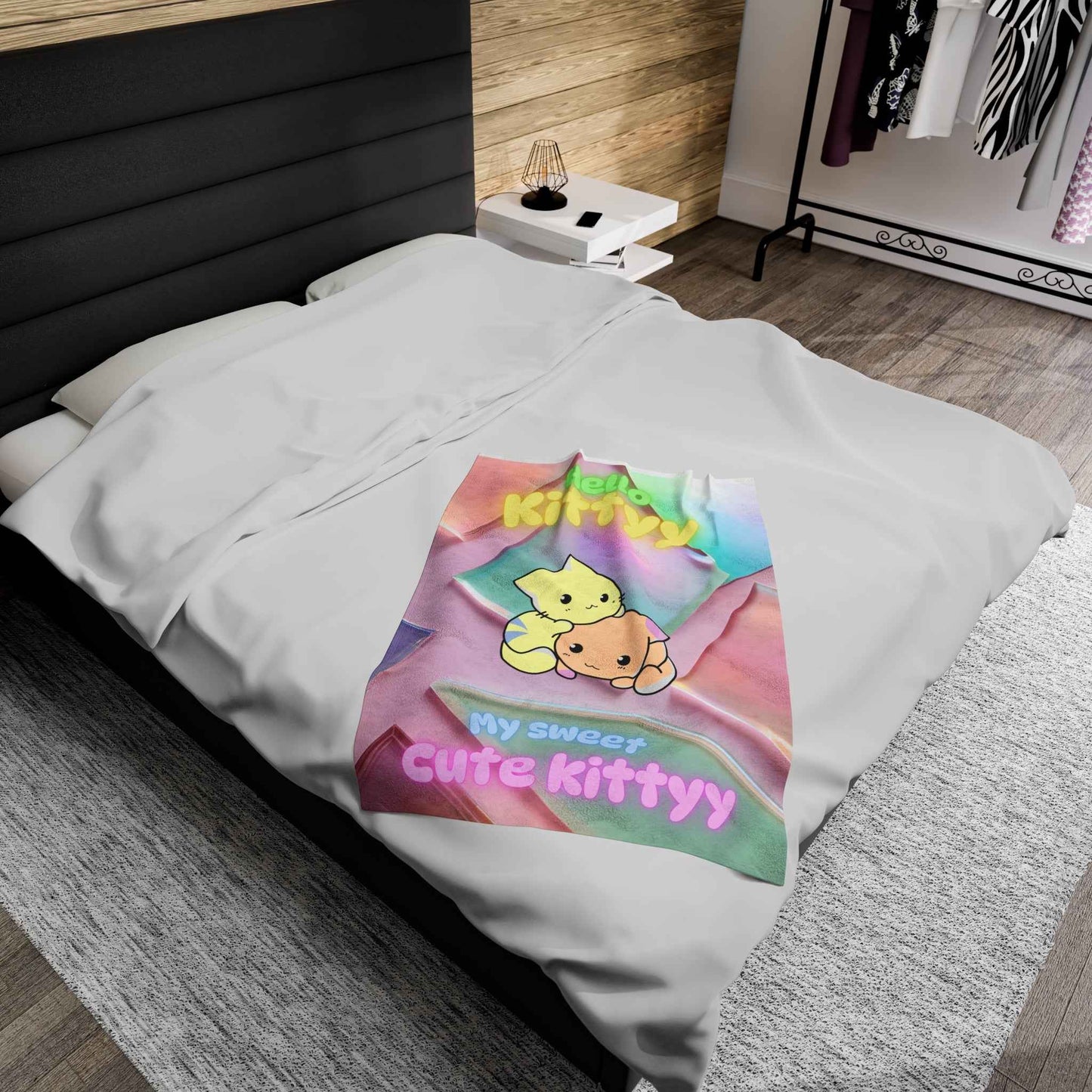 Velveteen Plush Blanket - Hello Kitty Design - Hello Kittyy Blanket Store