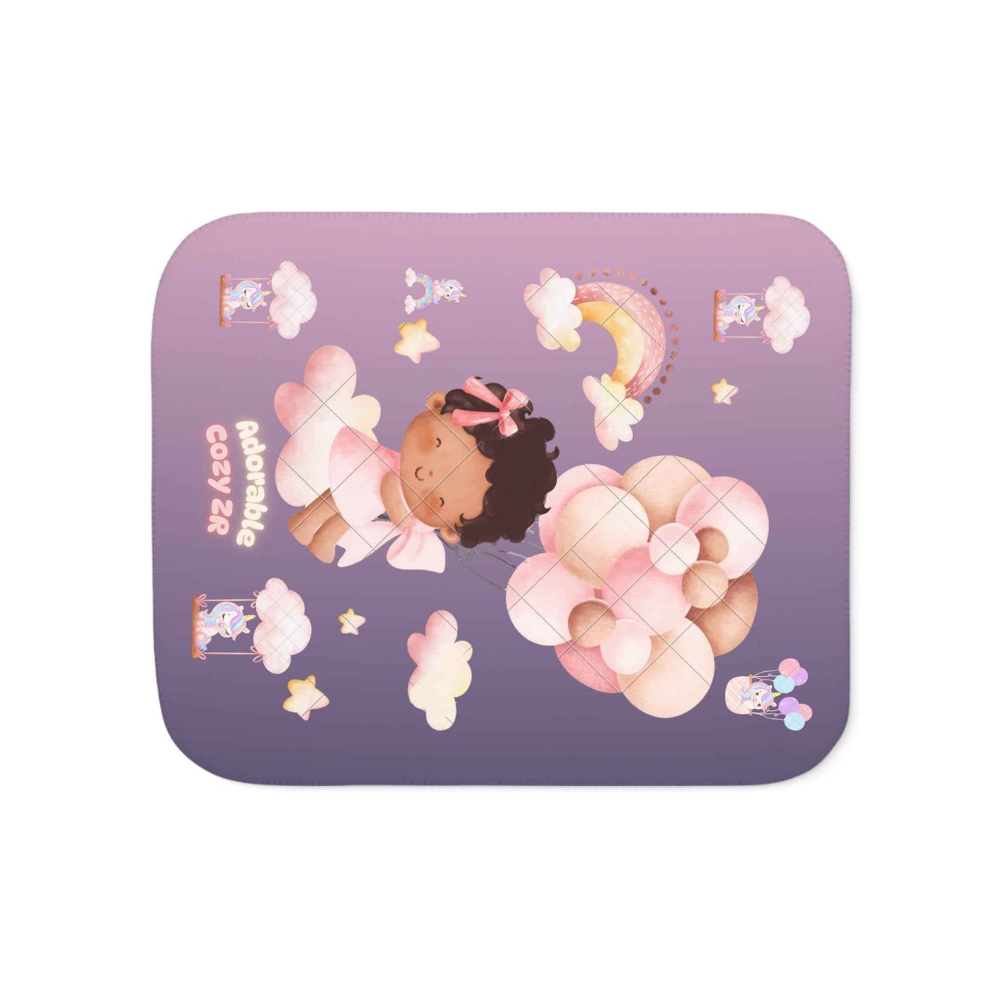Sherpa Blanket Unicorn Gradient Violet Flying Baby Balloons - Hello Kittyy Blanket Store