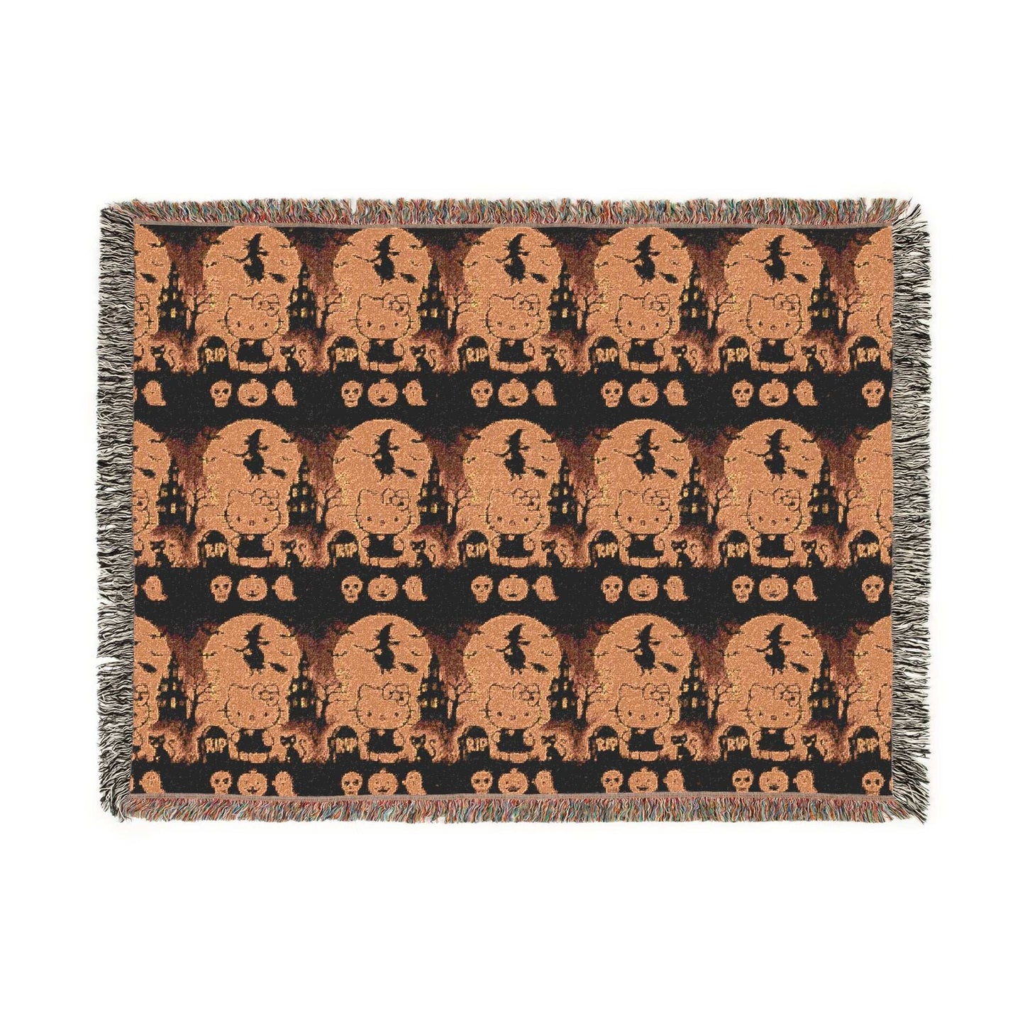 Halloween Woven Blanket - Hello Kitty Orange Blanket for Fans