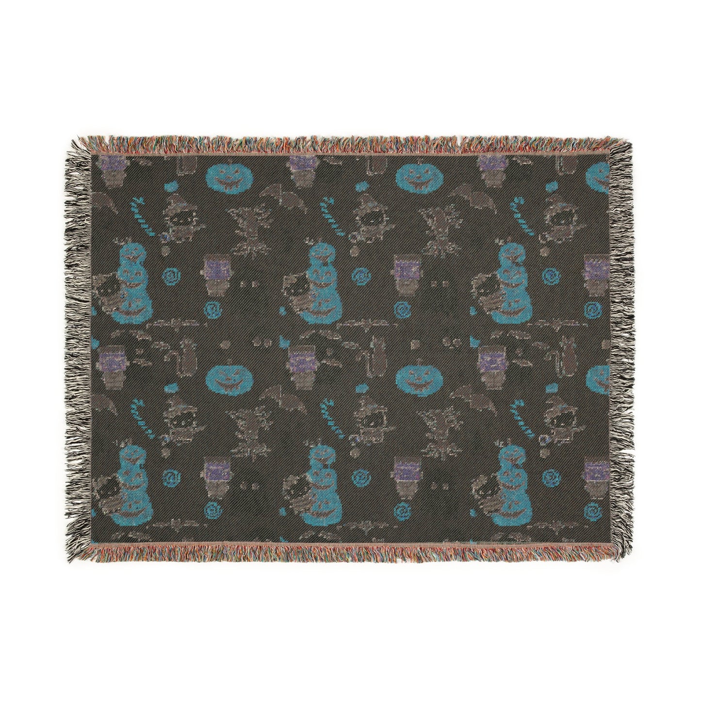 Woven Blanket - Frankenstein Hello Kitty Halloween Pumpkins