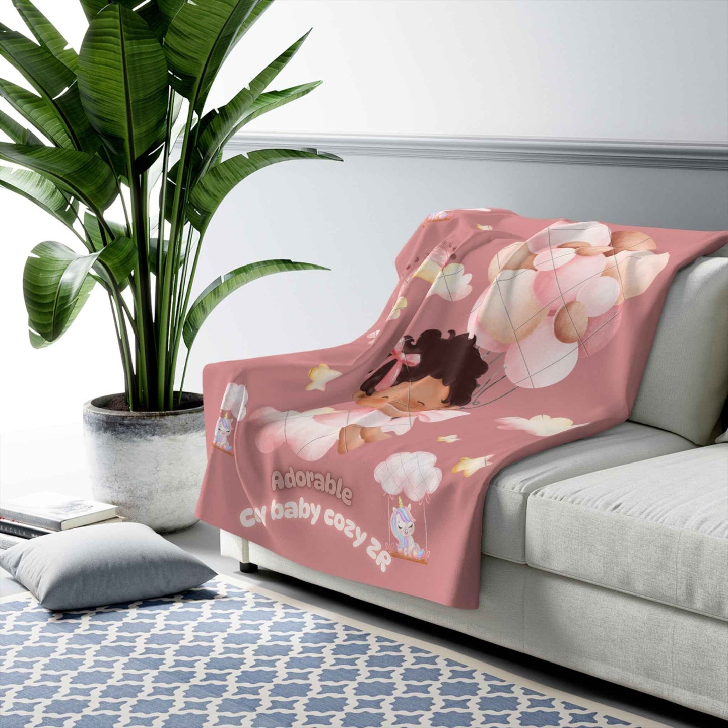 Sherpa Fleece Blanket - Adorable Baby Unicorn Pink Design - Hello Kittyy Blanket Store