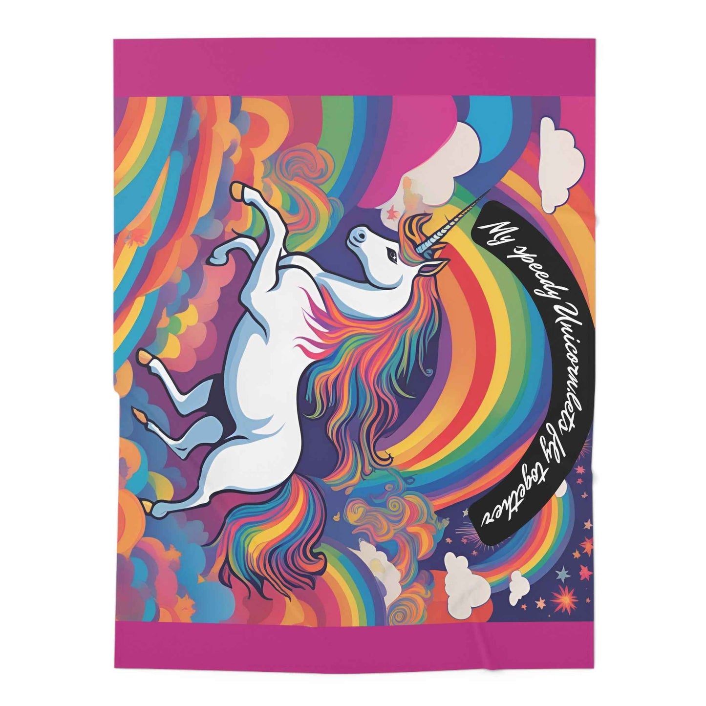 Swaddle Blanket - Rainbow Unicorn Let's Fly Together Design - Hello Kittyy Blanket Store