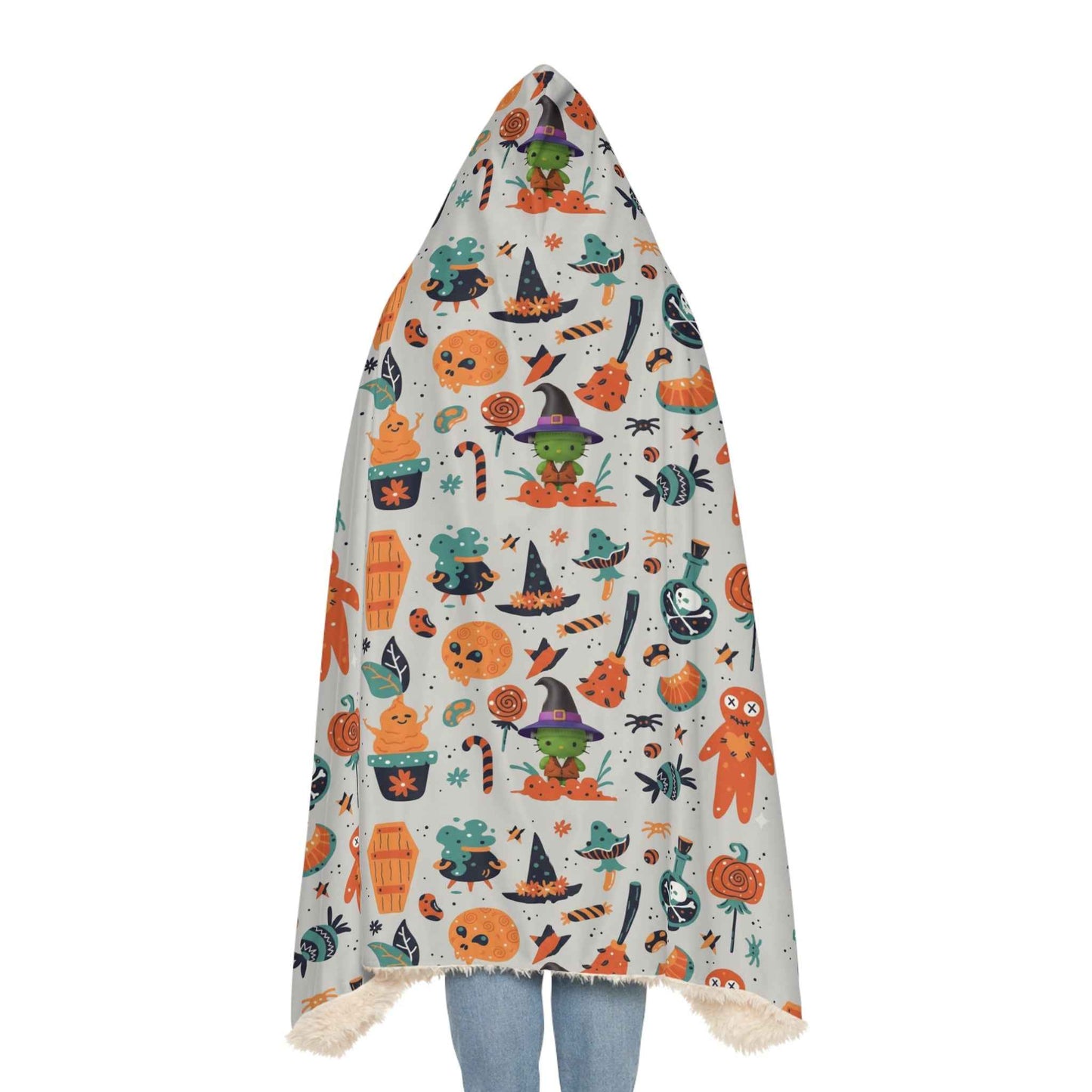 Halloween frankenstein hello kitty-Themed Snuggle Blanket | Festive Hooded Comfort
