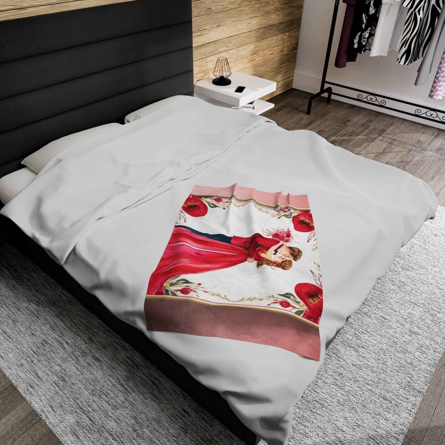 Romantic Velveteen Plush Blanket for valentines day with Floral Design - Perfect for Weddings and Celebrations - Hello Kittyy Blanket Store