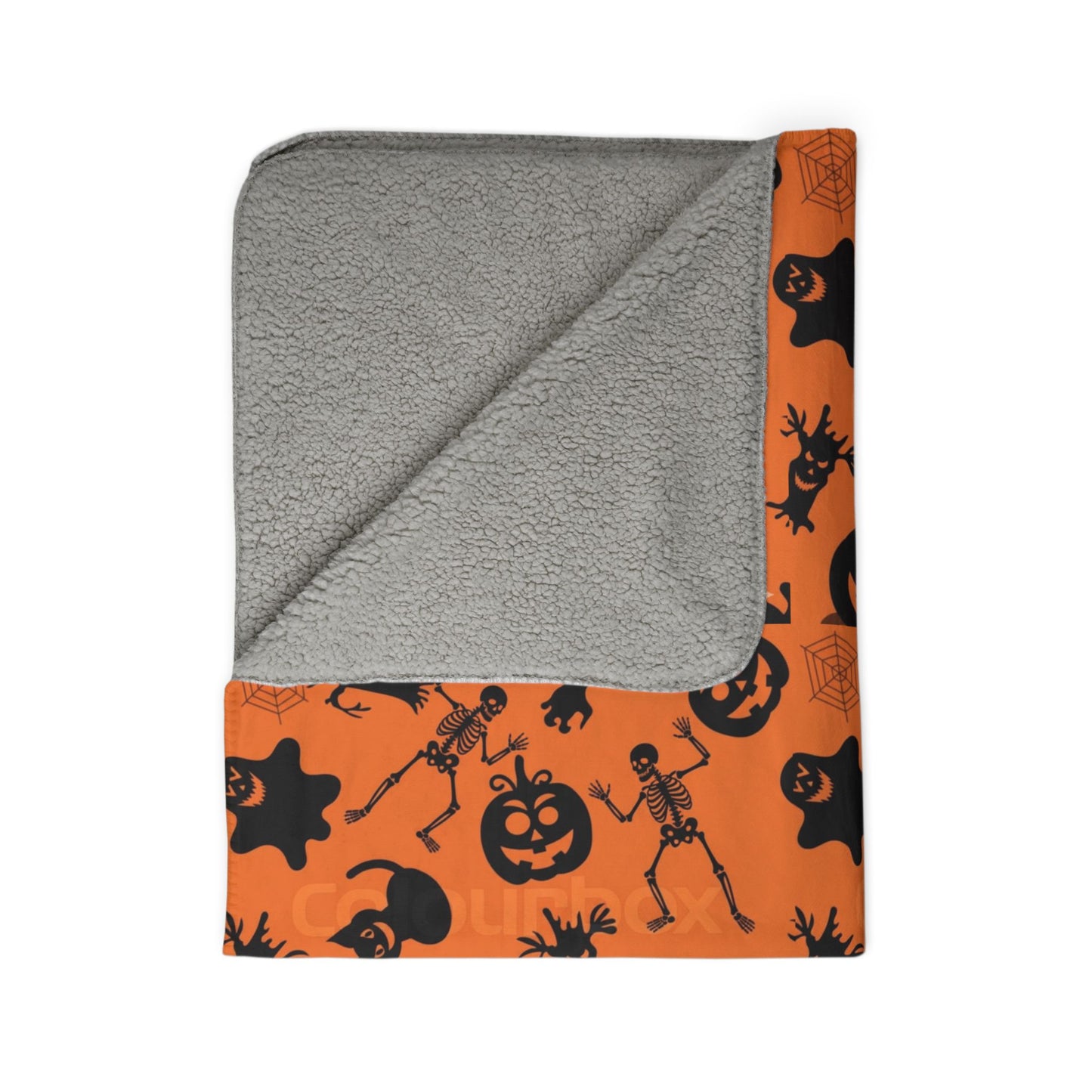 Halloween Fleece Sherpa Blanket, Cozy Fall Decor, Spooky Season Gift, Trick or Treat Blanket, Halloween Party Essential