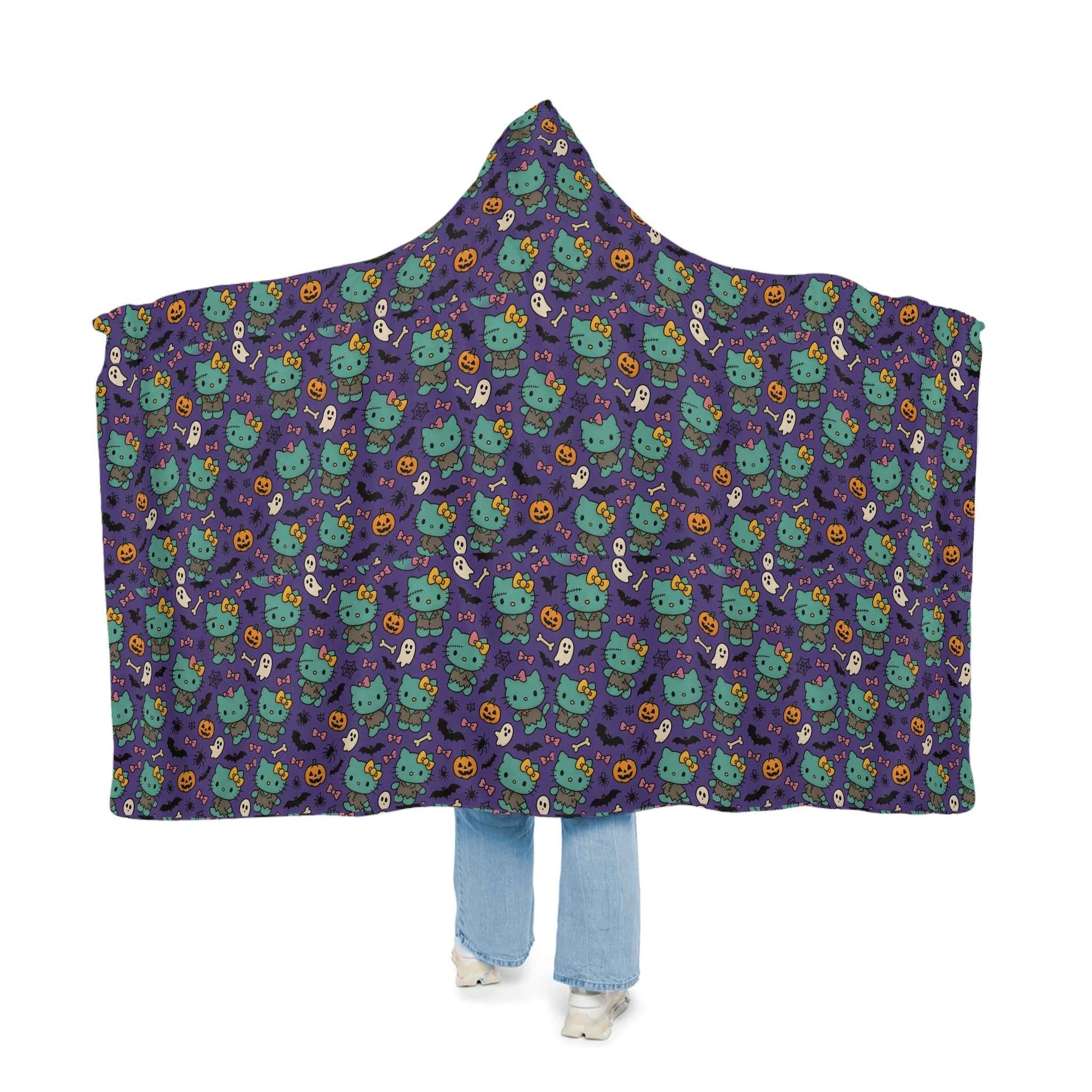 Wearable Snuggle Blanket - Frankenstein Design - Purple with Pink Bows - Halloween