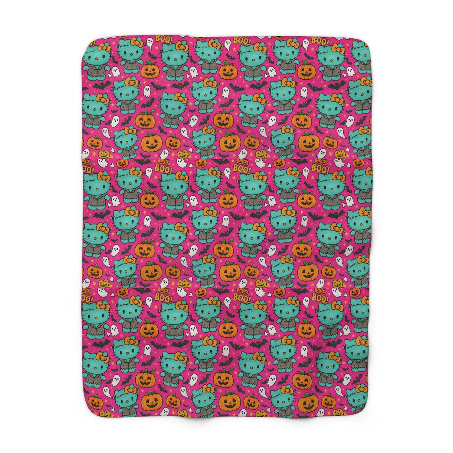 Sherpa Blanket Franken-pink Halloween - Hello Kittyy Blanket Store