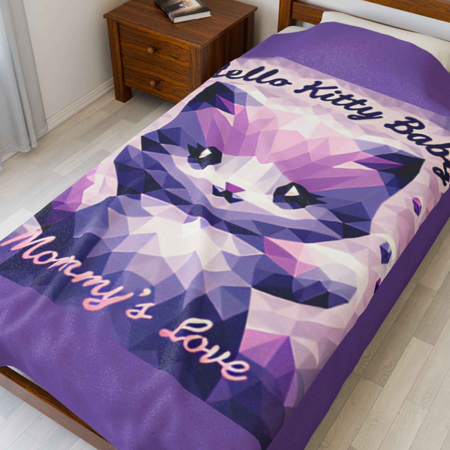 Plush Blanket - Hell9 Kitty Purple Velveteen - Hello Kittyy Blanket Store