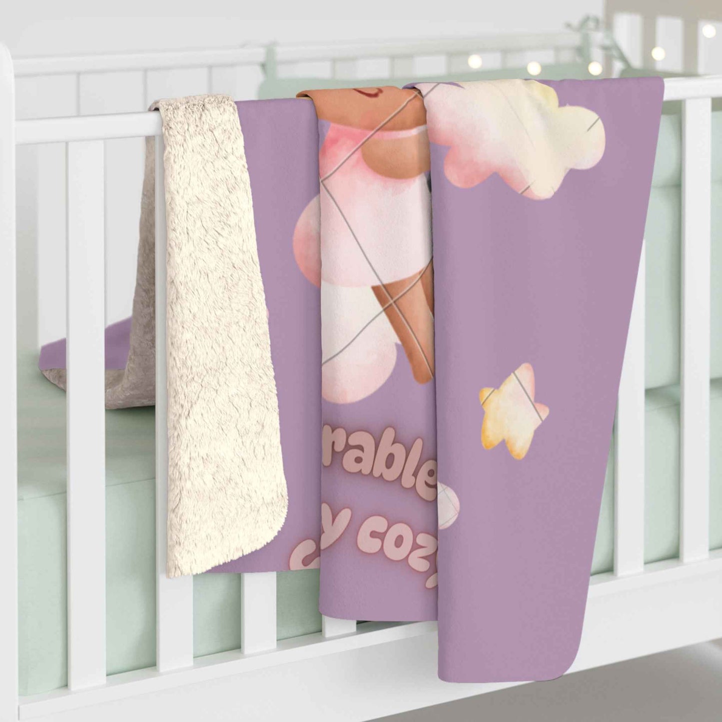 Unicorn Sherpa Fleece Blanket name ZR with flying baby - Hello Kittyy Blanket Store